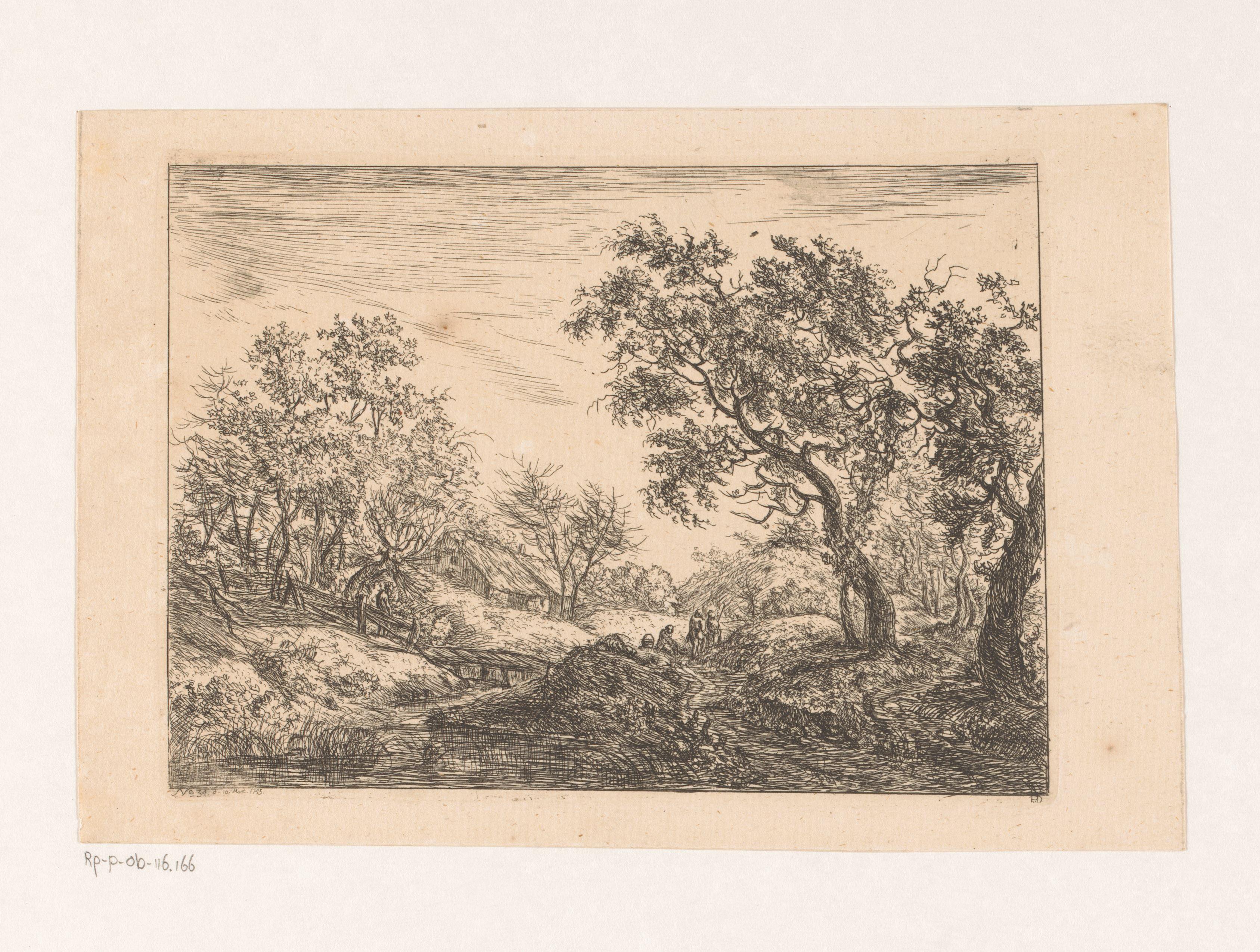 Landschap met boerderij aan een sloot