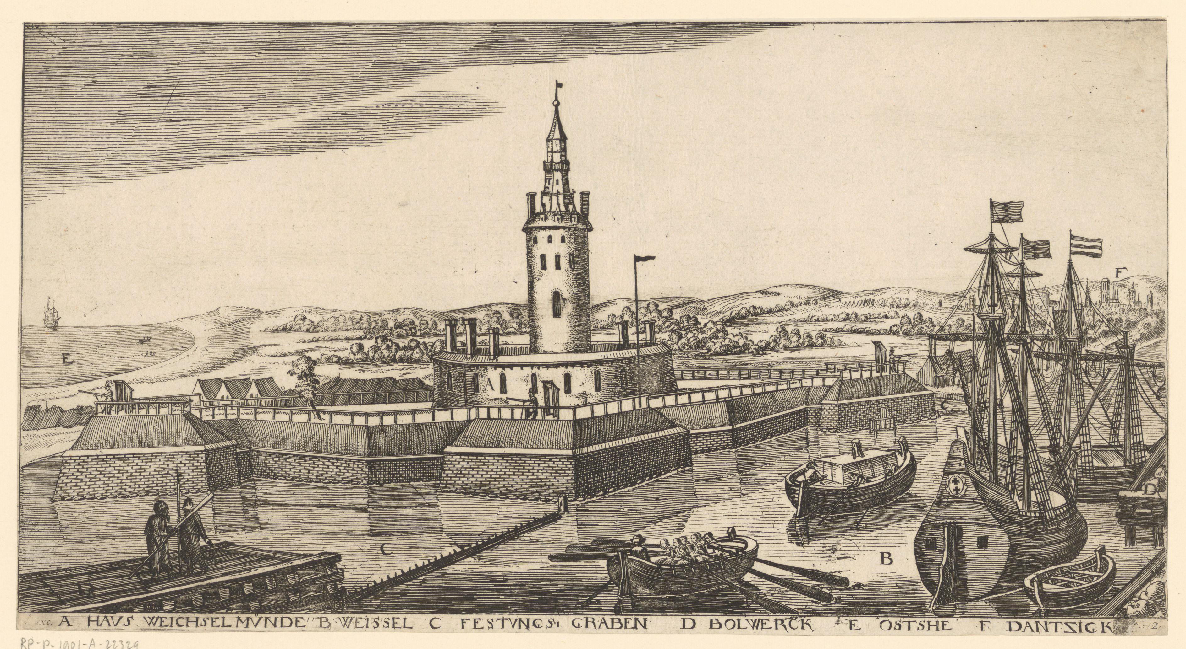 Gezicht op fort Weichselmünde