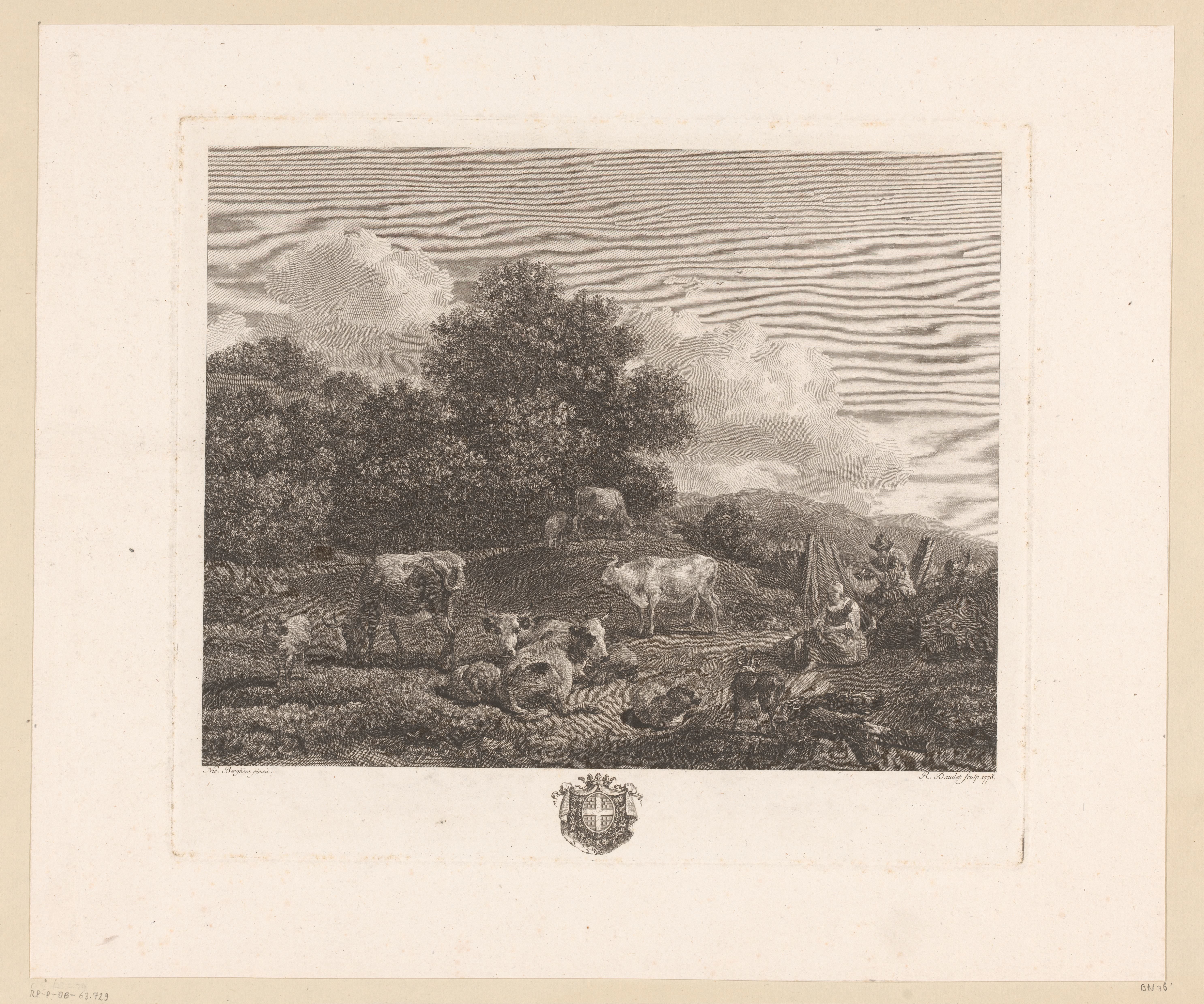 Landschap met herders en vee