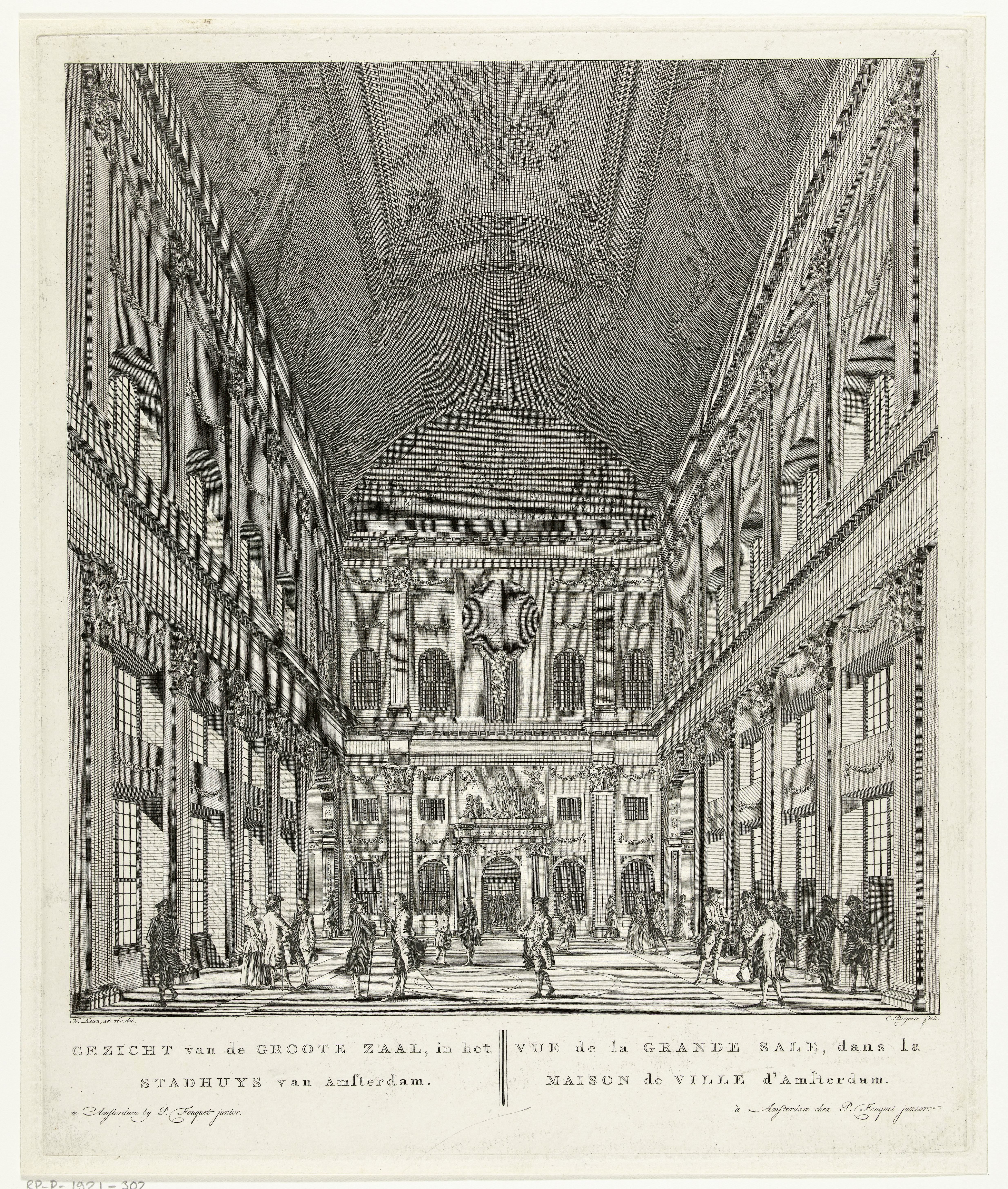 Westzijde van de Burgerzaal in het Stadhuis op de Dam
