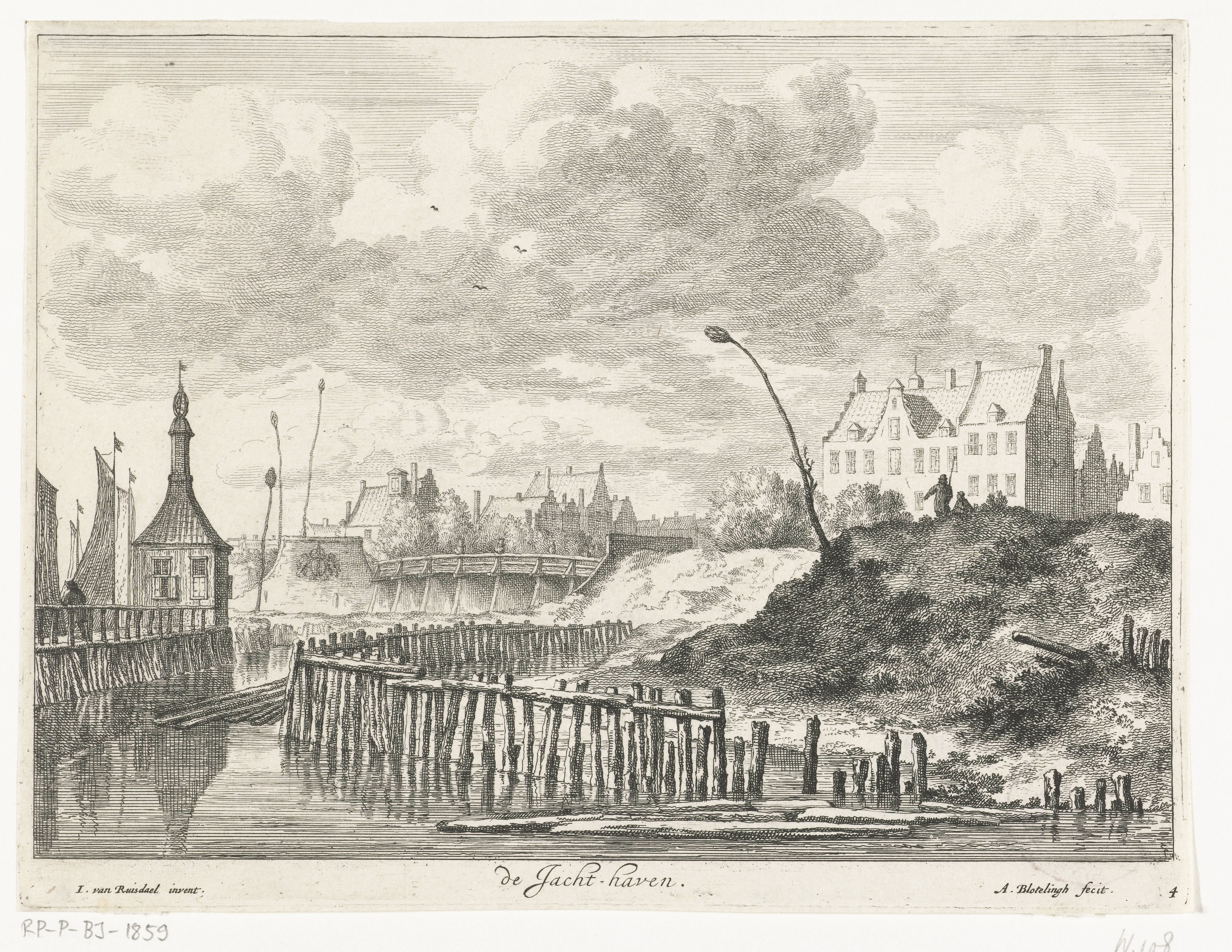 Gezicht op de Jachthaven buiten de Blauwbrug