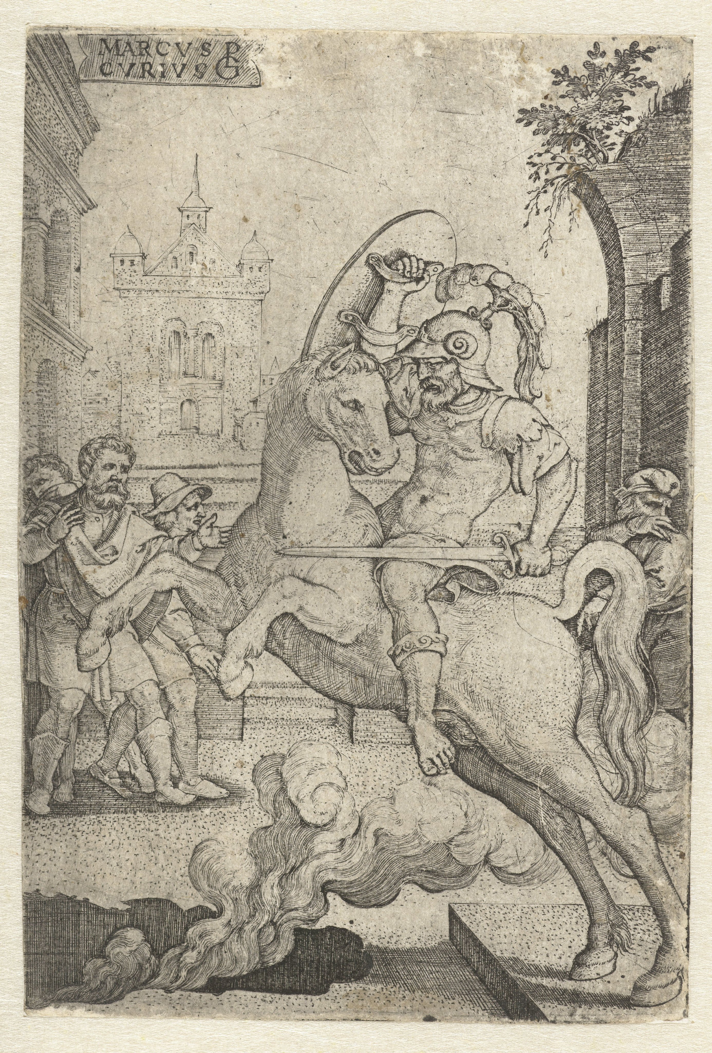 Marcus Curtius stort zich in een kloof