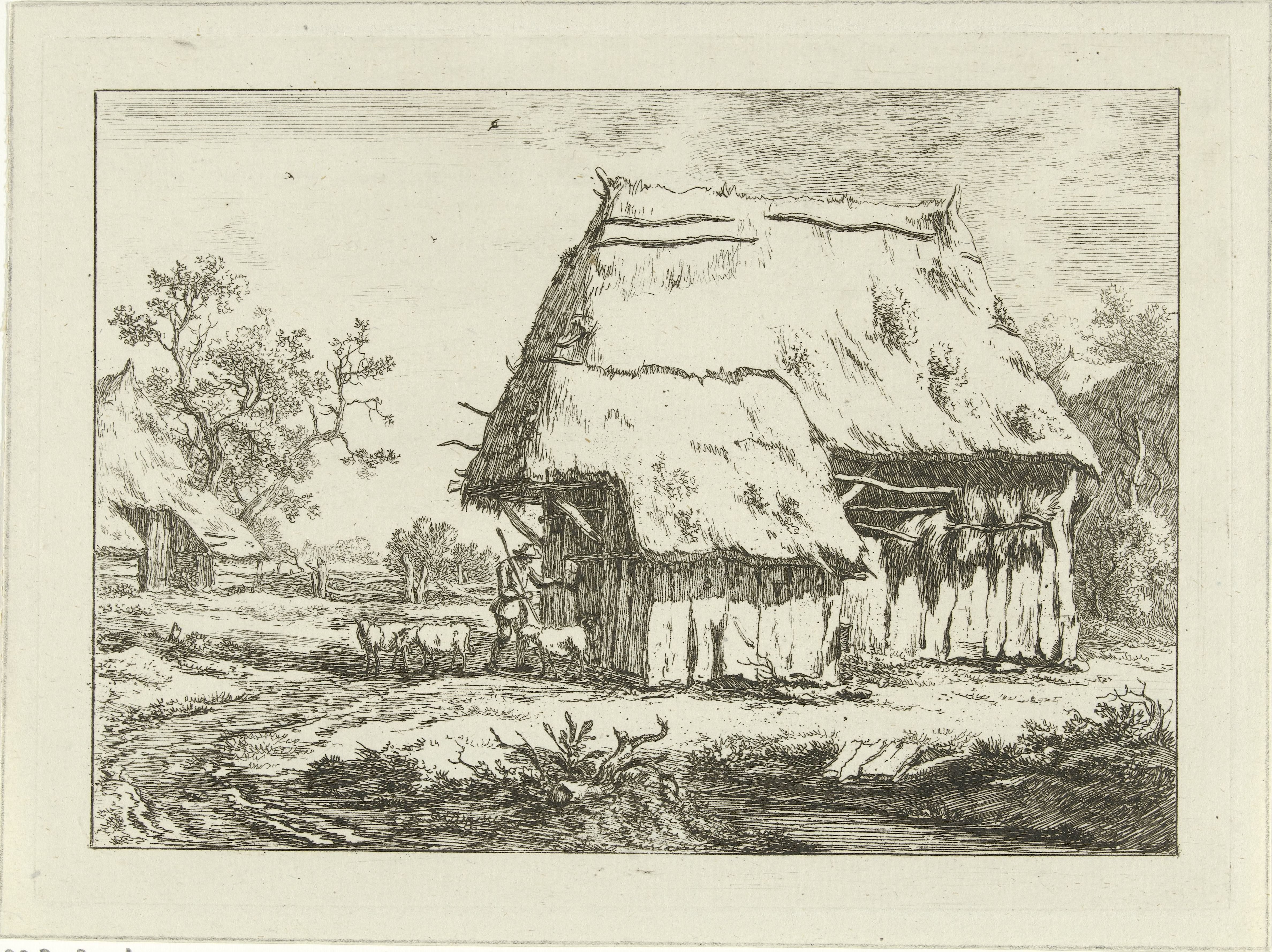 Herder bij een schaapskooi