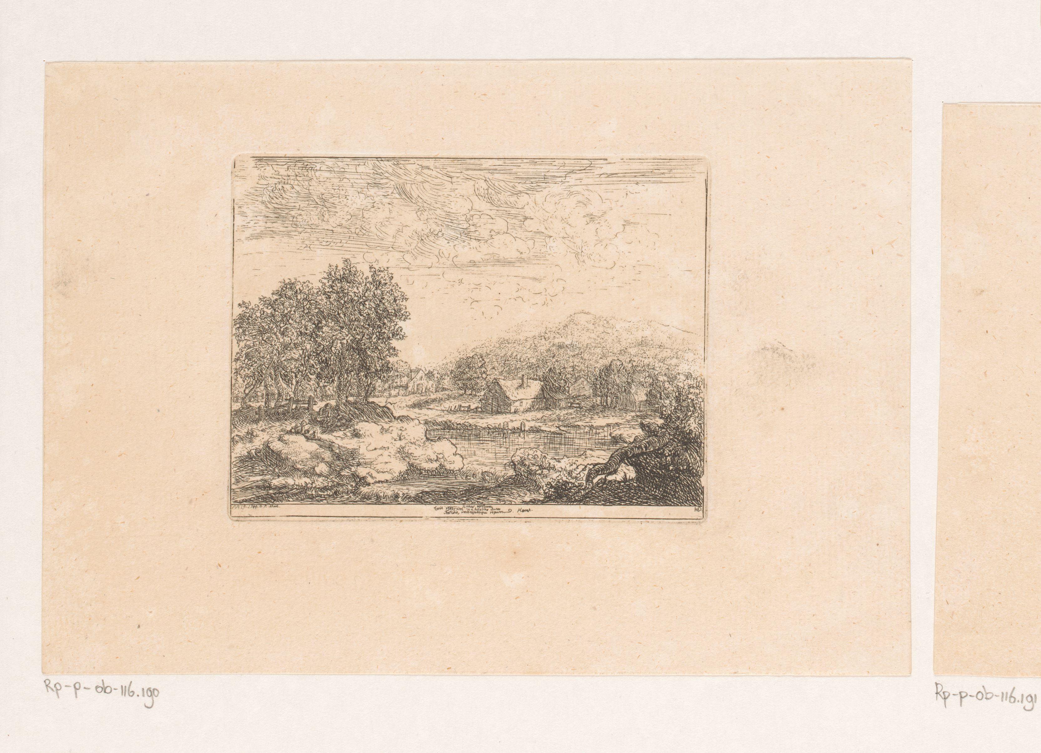 Landschap met huizen langs een rivier