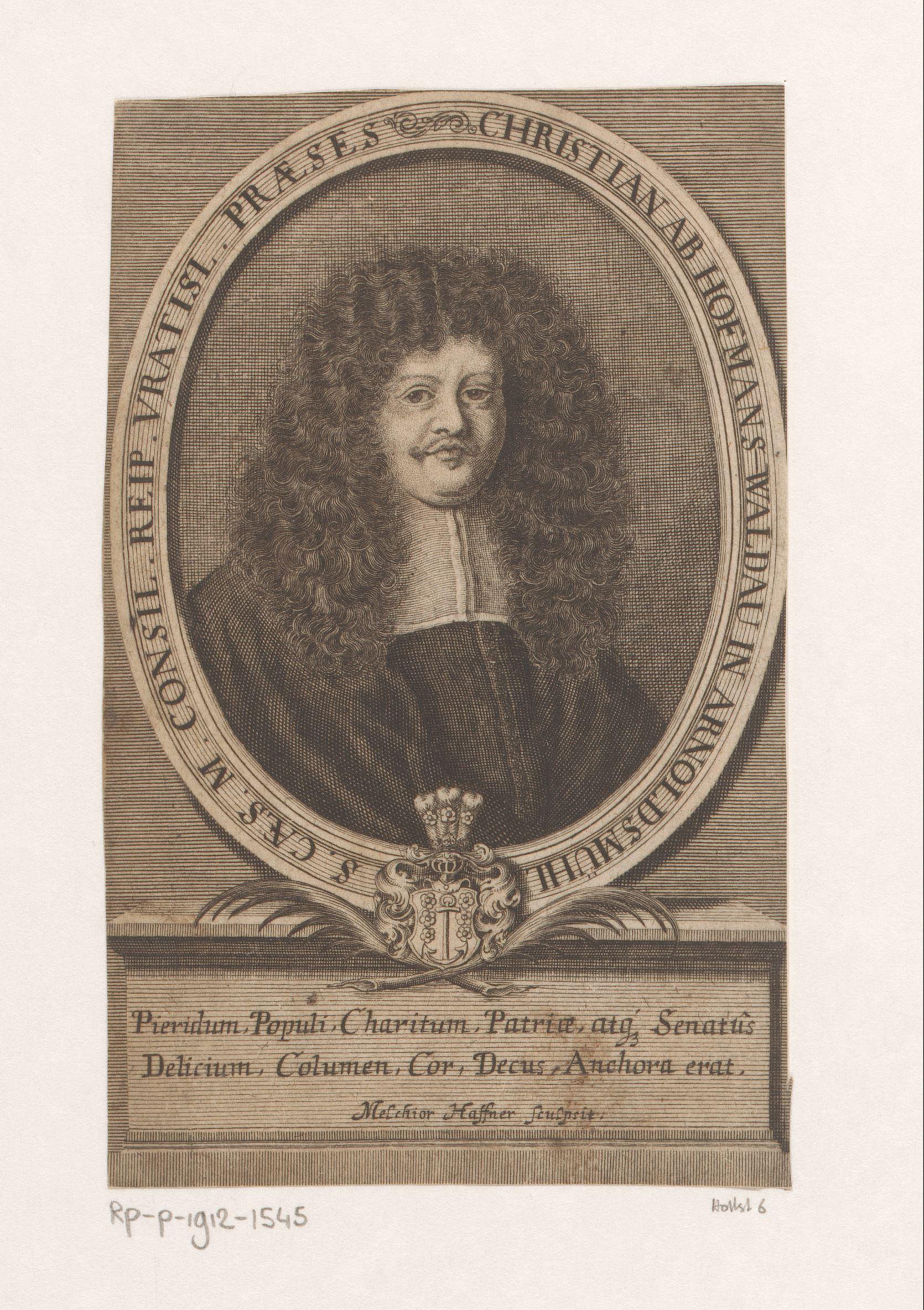Portret van Christian Hofmann von Hofmannswaldau