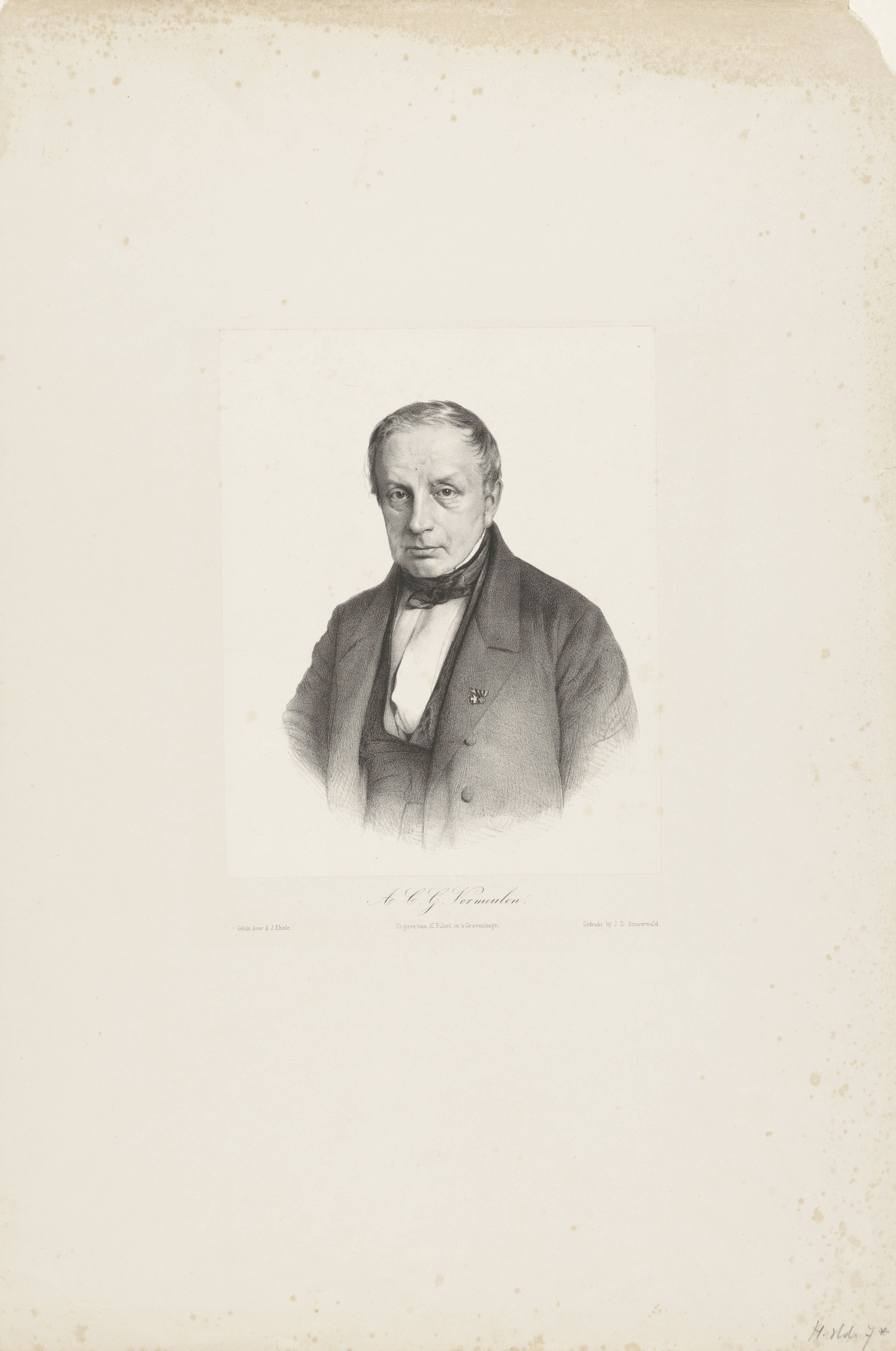 Portret van Adrianus Catharinus Gerardus Vermeulen
