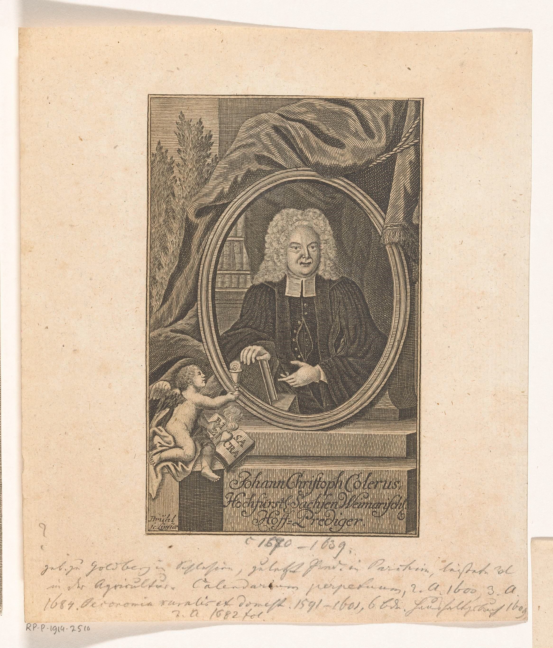 Portret van Johann Christoph Coler