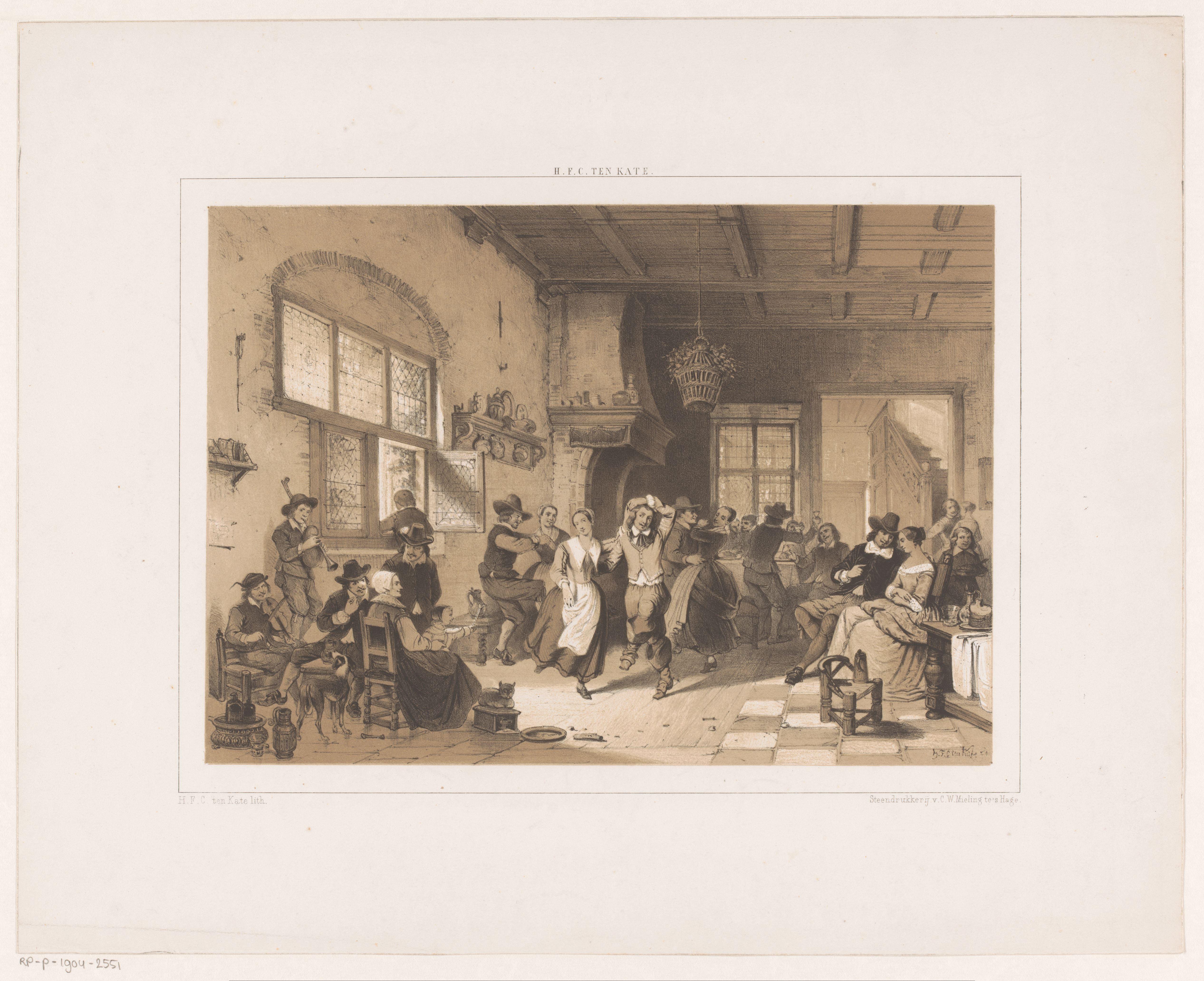 Dansend gezelschap in een herberg