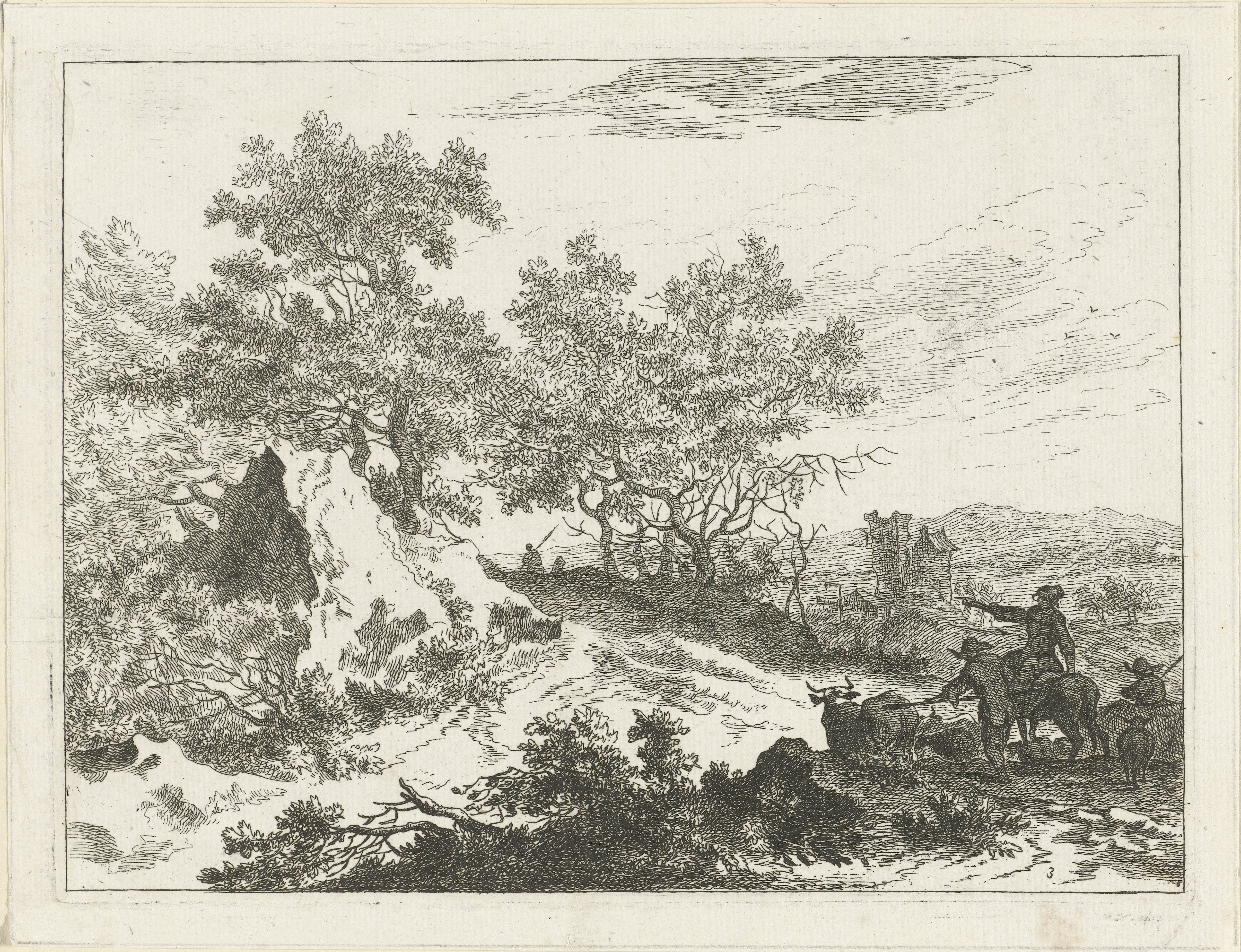 Landschap met herders en ruïne