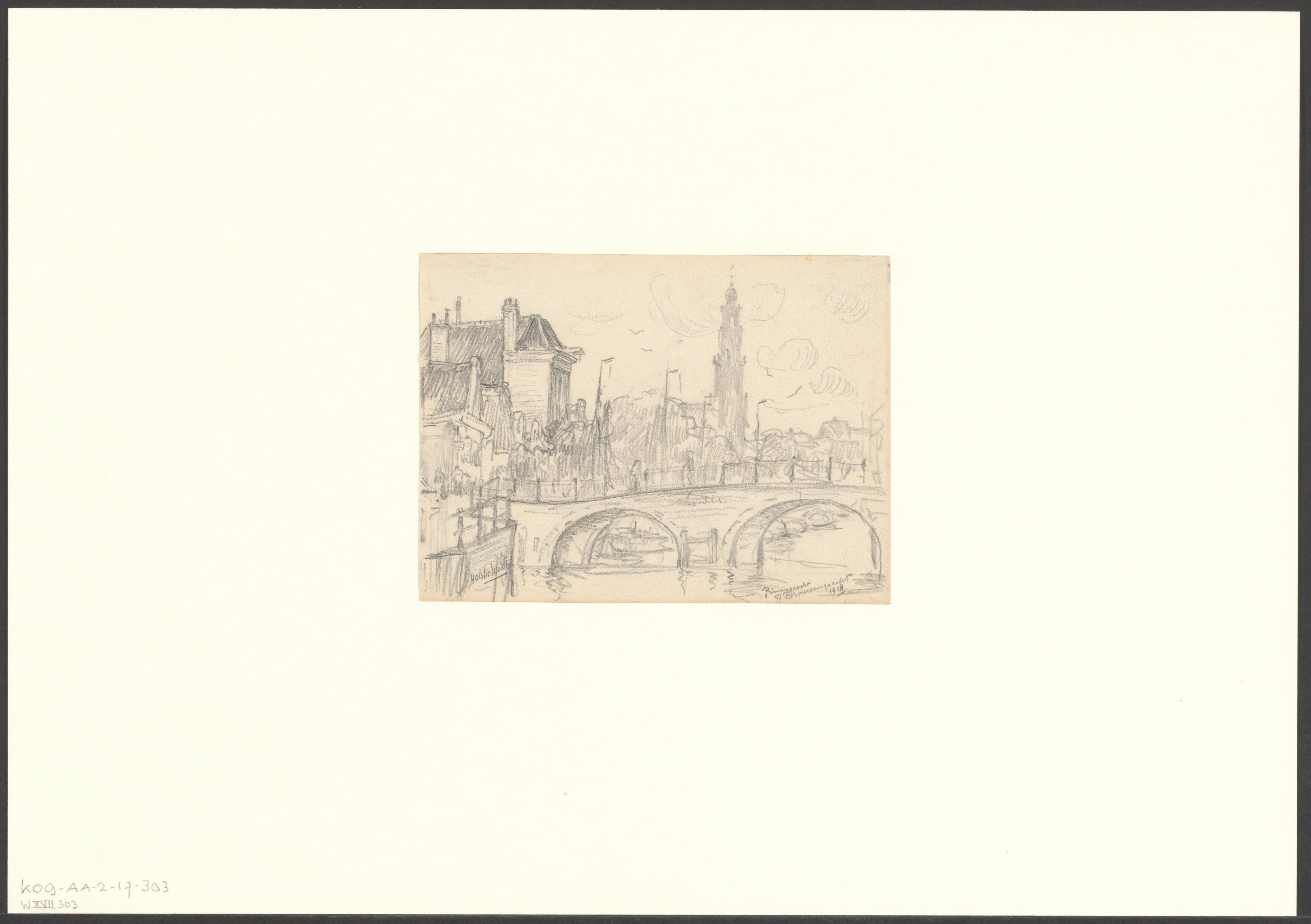 Gezicht op de Prinsengracht, hoek Brouwersgracht en de Westertoren