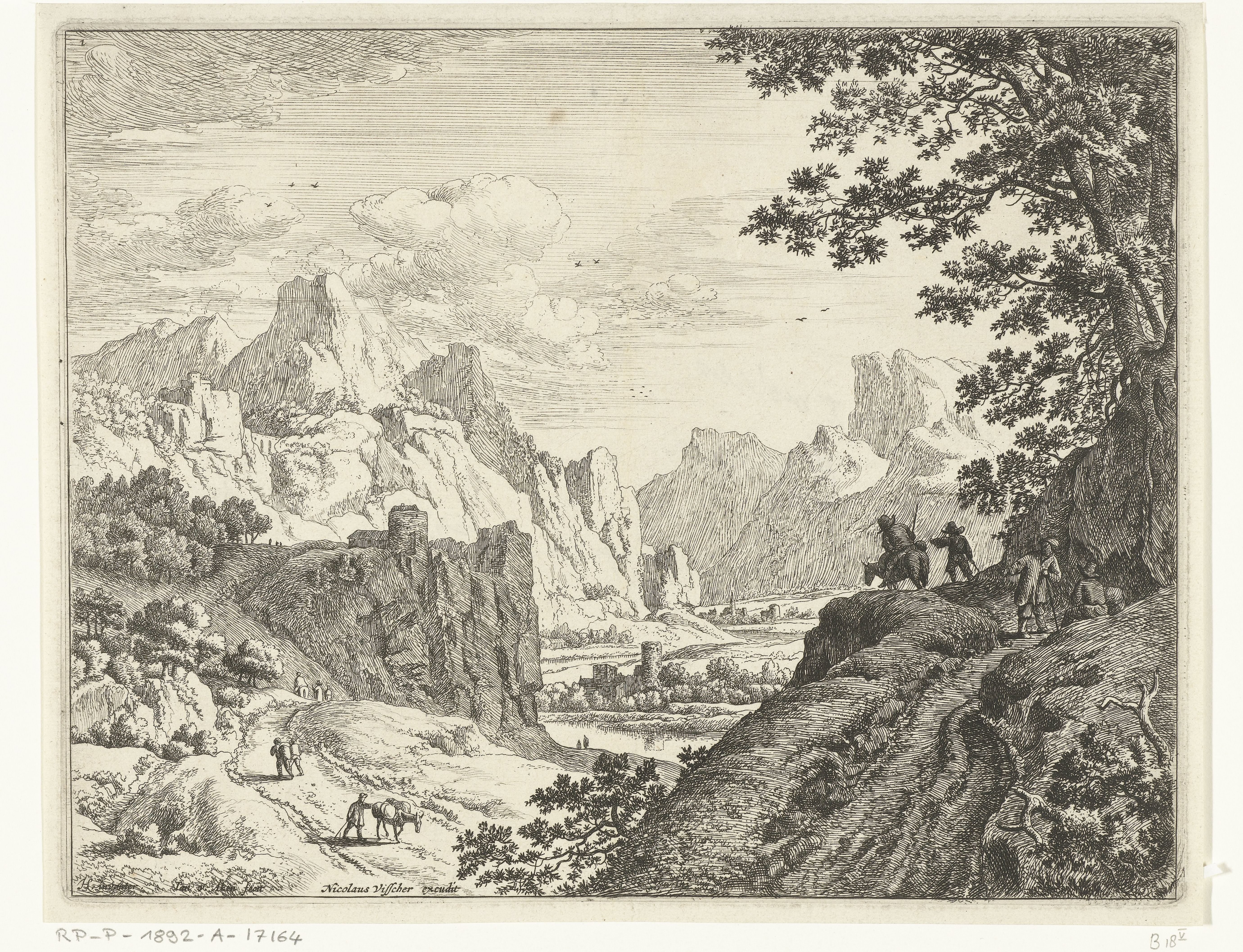 Rivierlandschap met reizigers