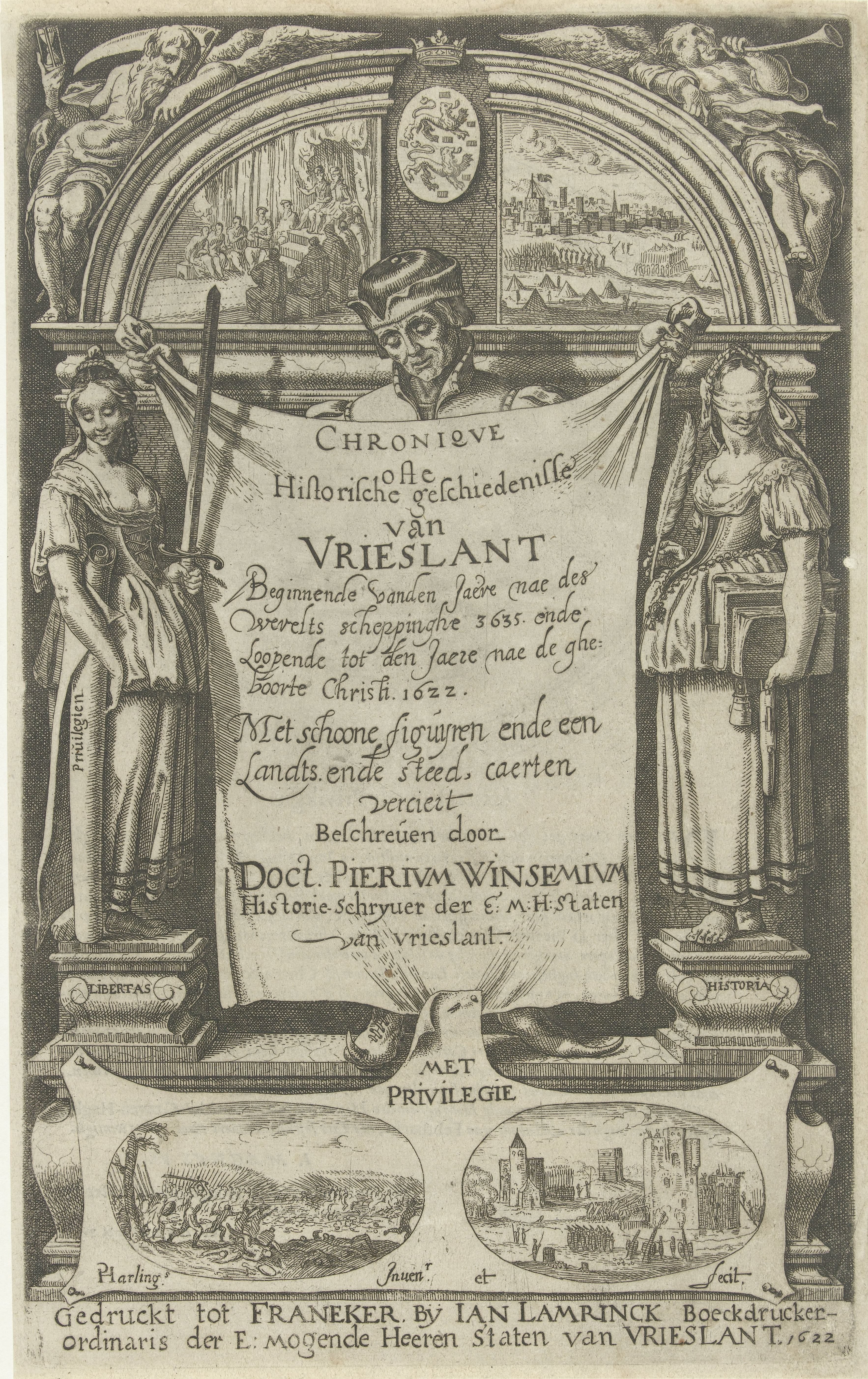 Titelpagina voor Chronique ofte Historische Geschiedenisse van Vrieslant, 1622
