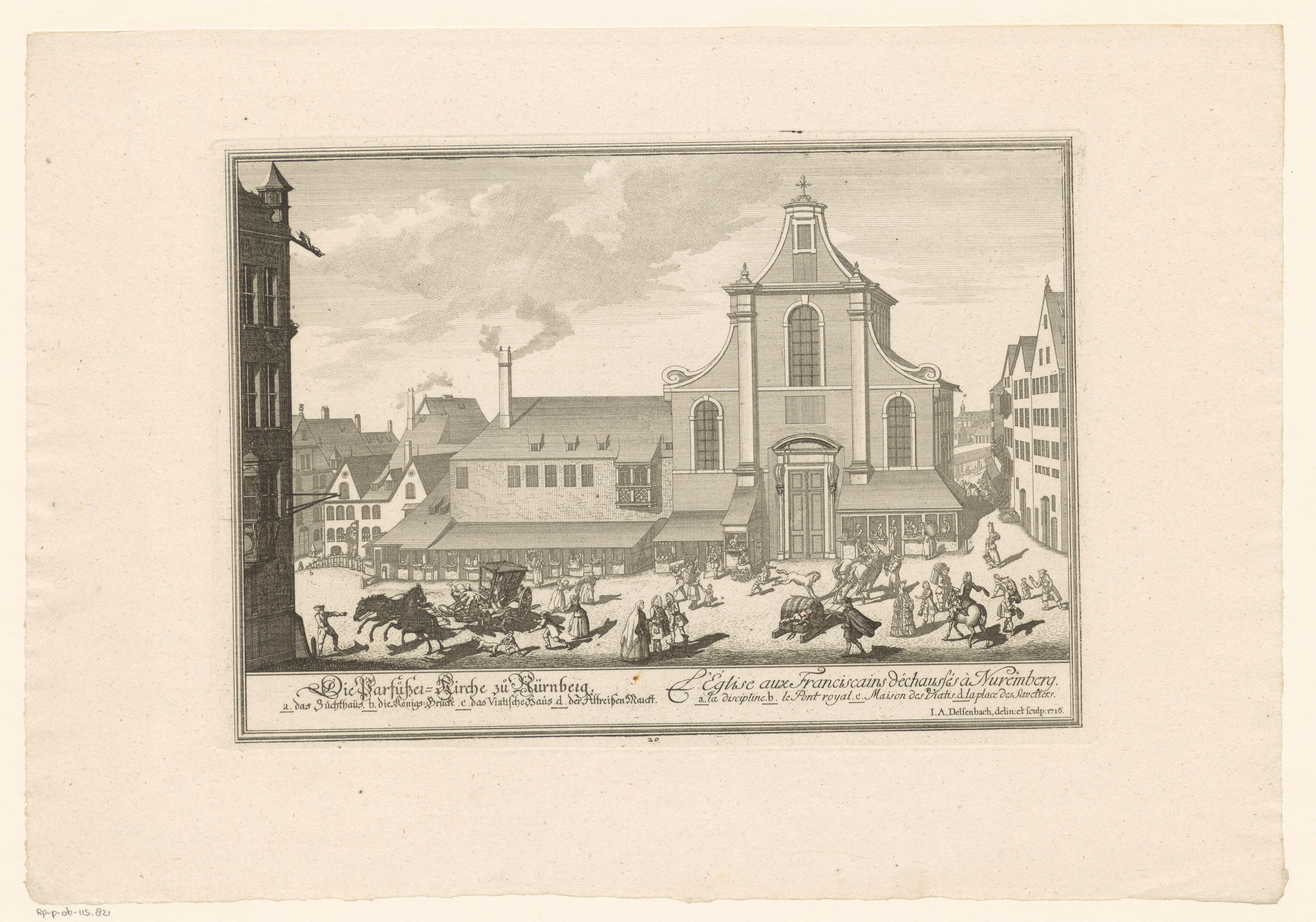 Gezicht op de Barfüsserkerk in Neurenberg