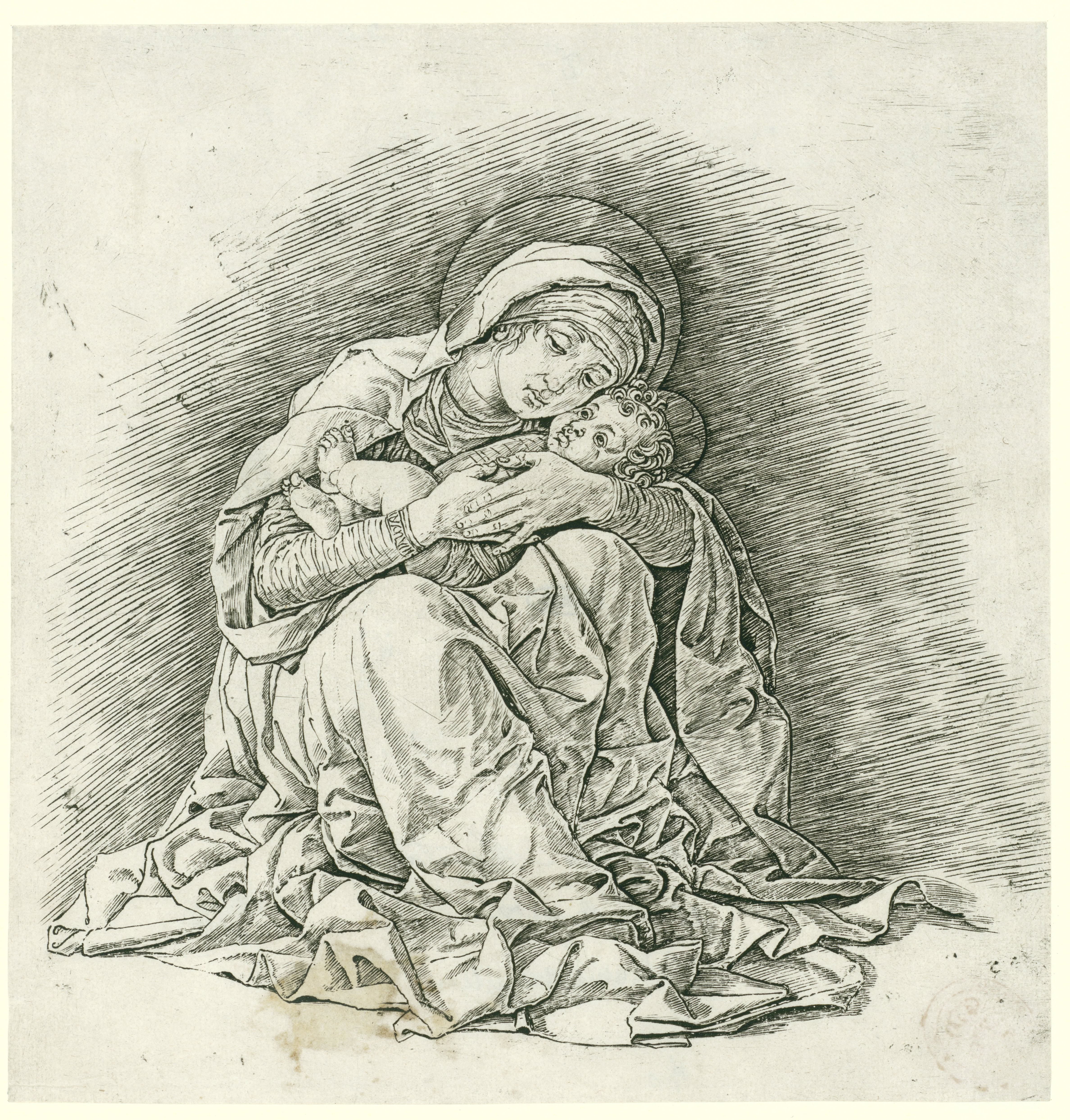 Zittende Maria met kind