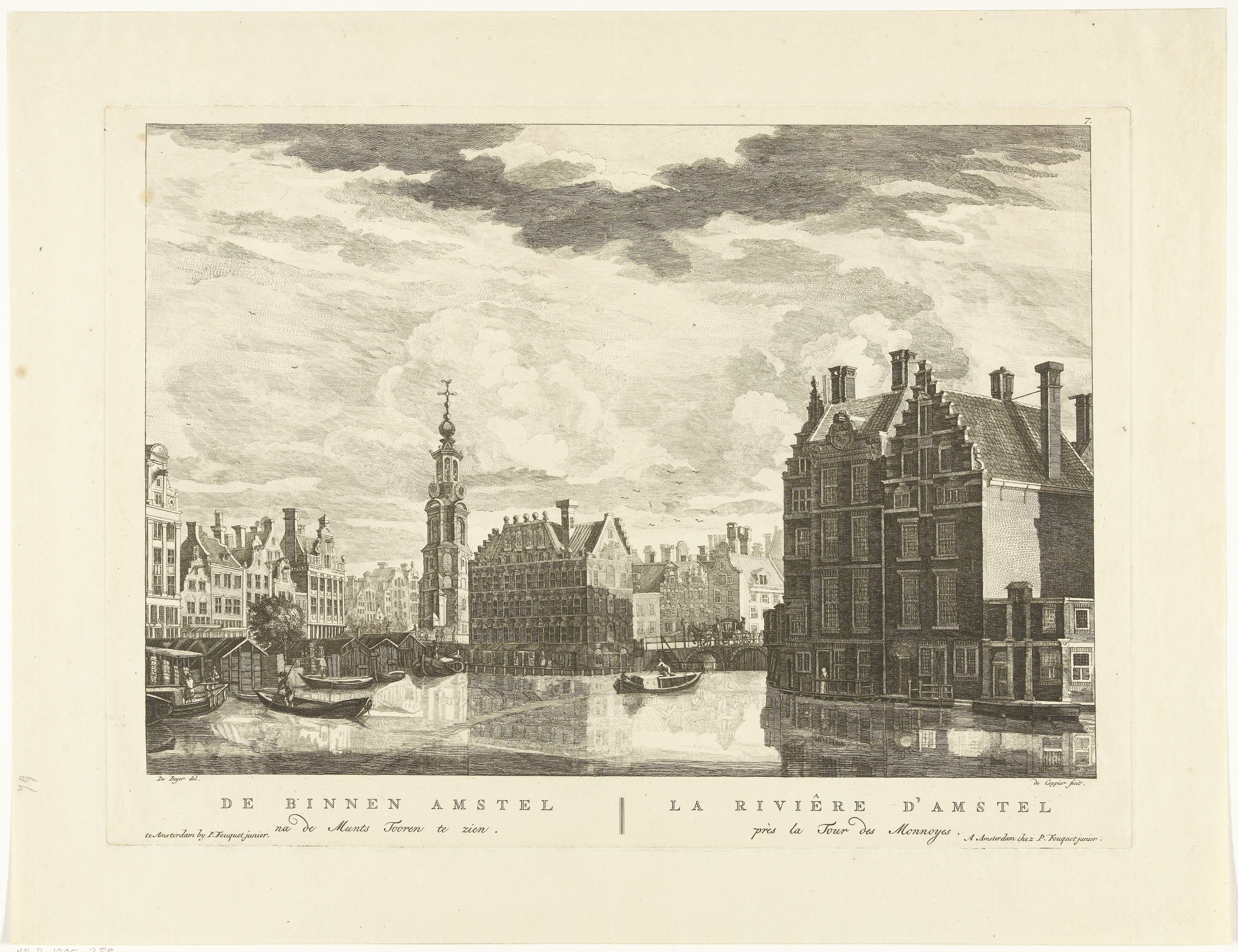 Gezicht op de Binnen-Amstel en de Munttoren te Amsterdam