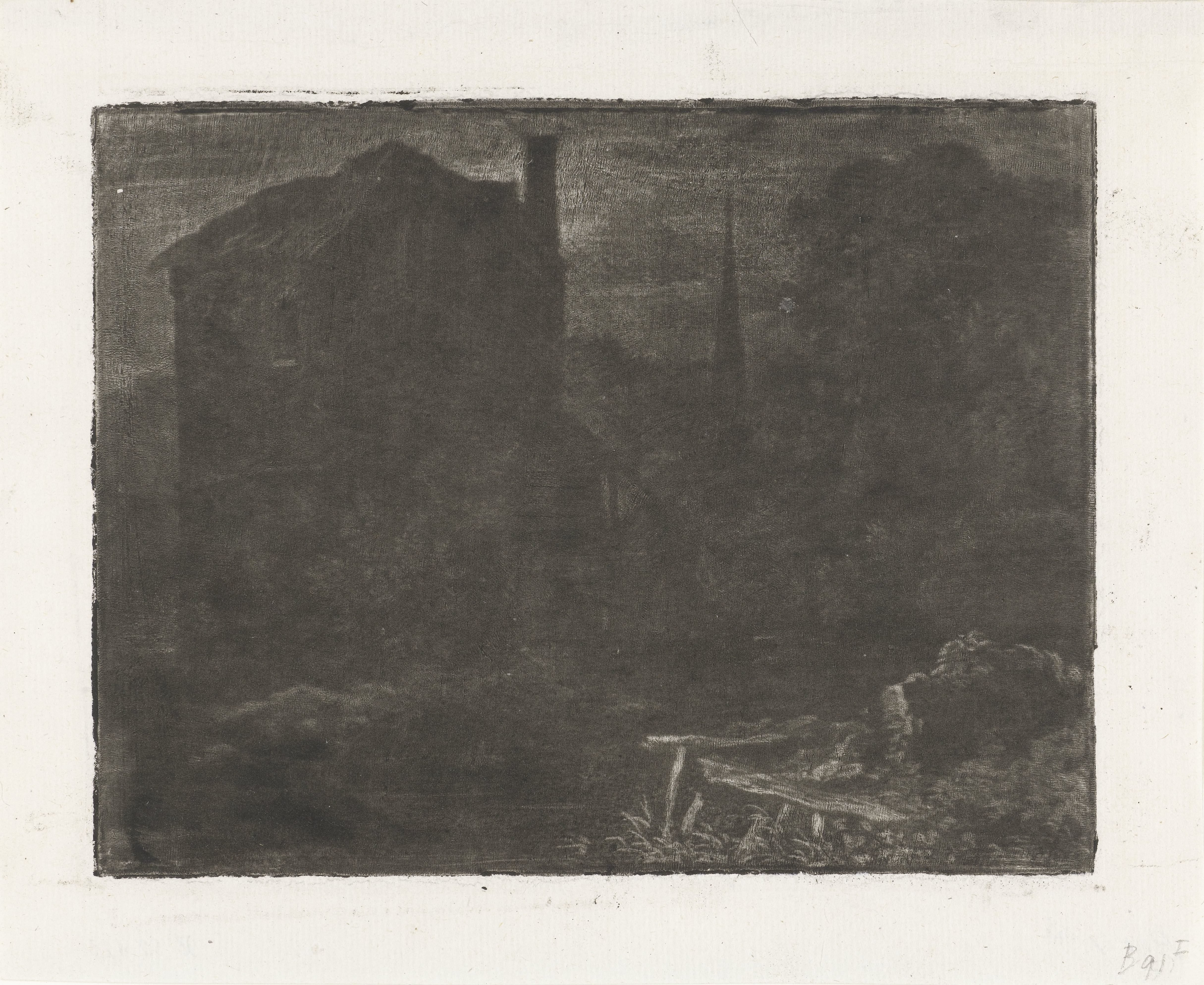 Landschap met gebouwen bij nacht