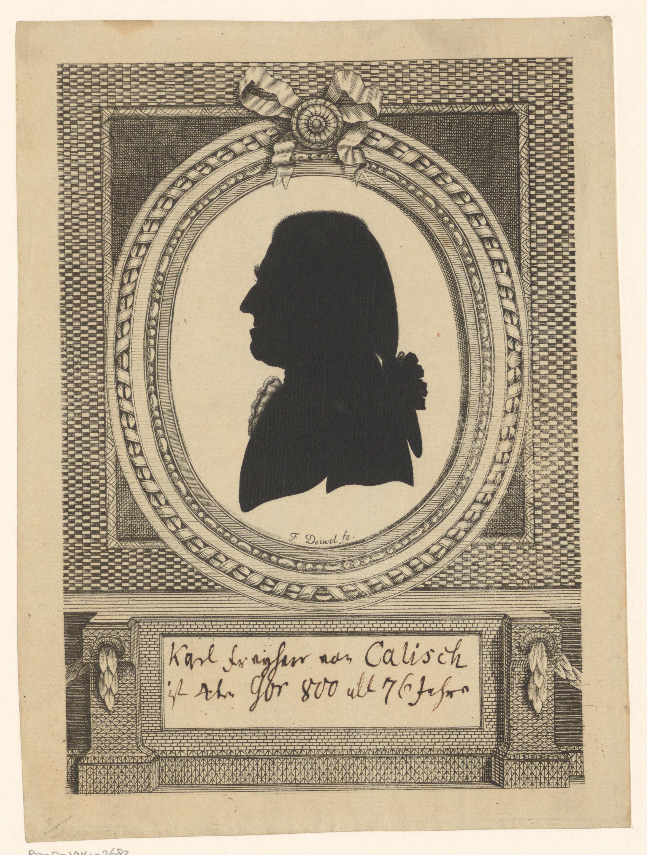 Silhouet van Karl Freyherr von Calisch op 76-jarige leeftijd