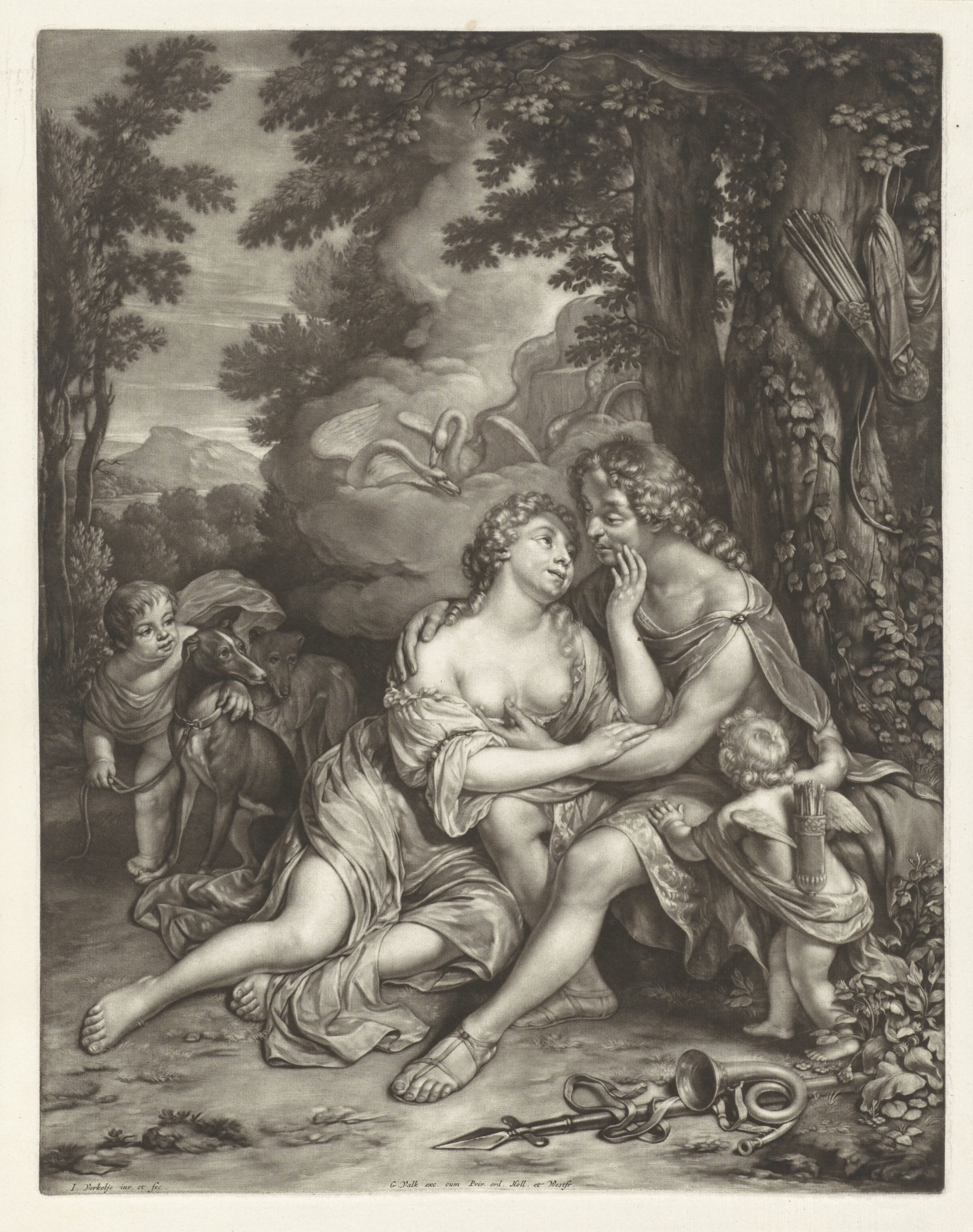 Venus weerhoudt Adonis van de jacht