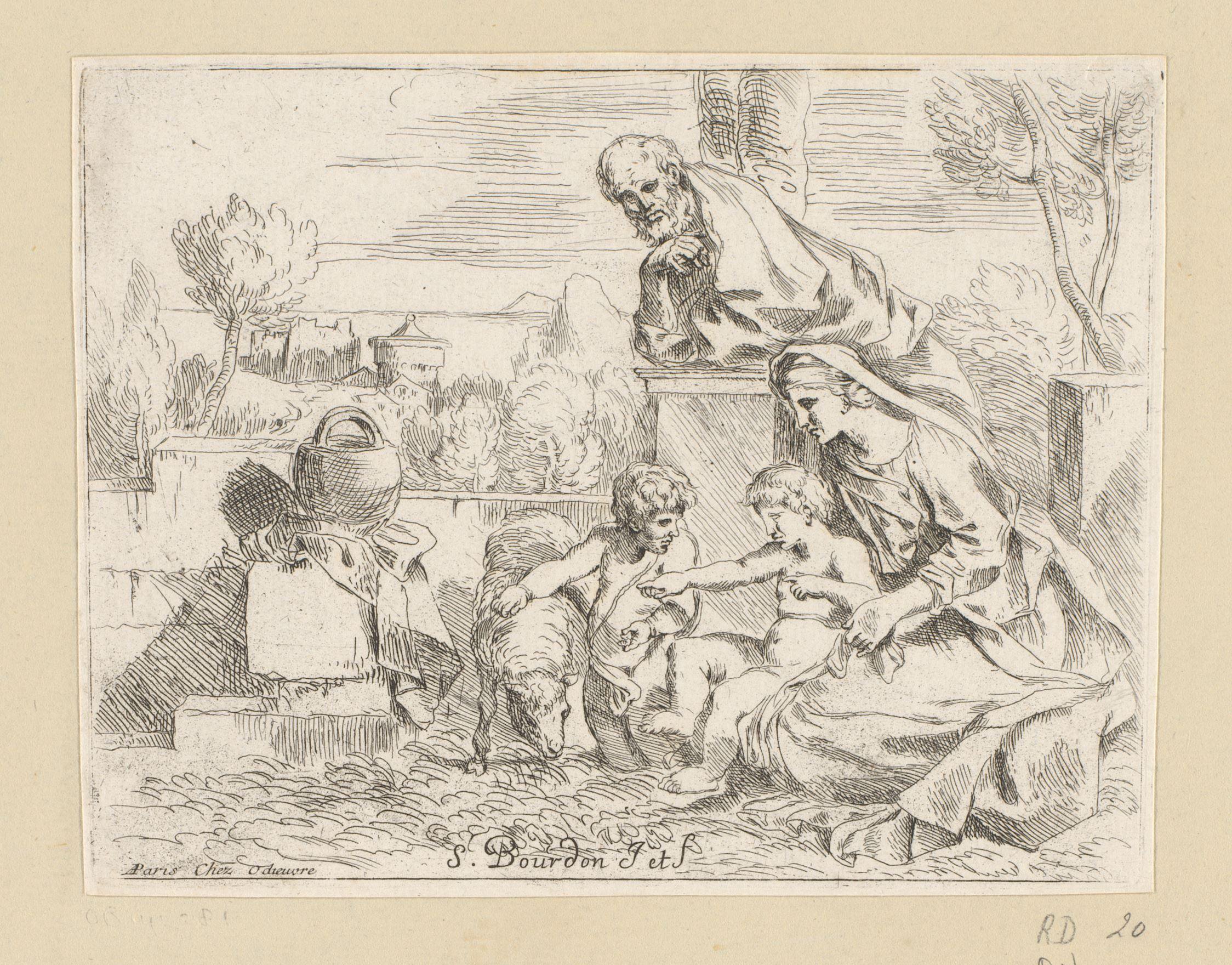 Heilige Familie met Johannes de Doper op een terras