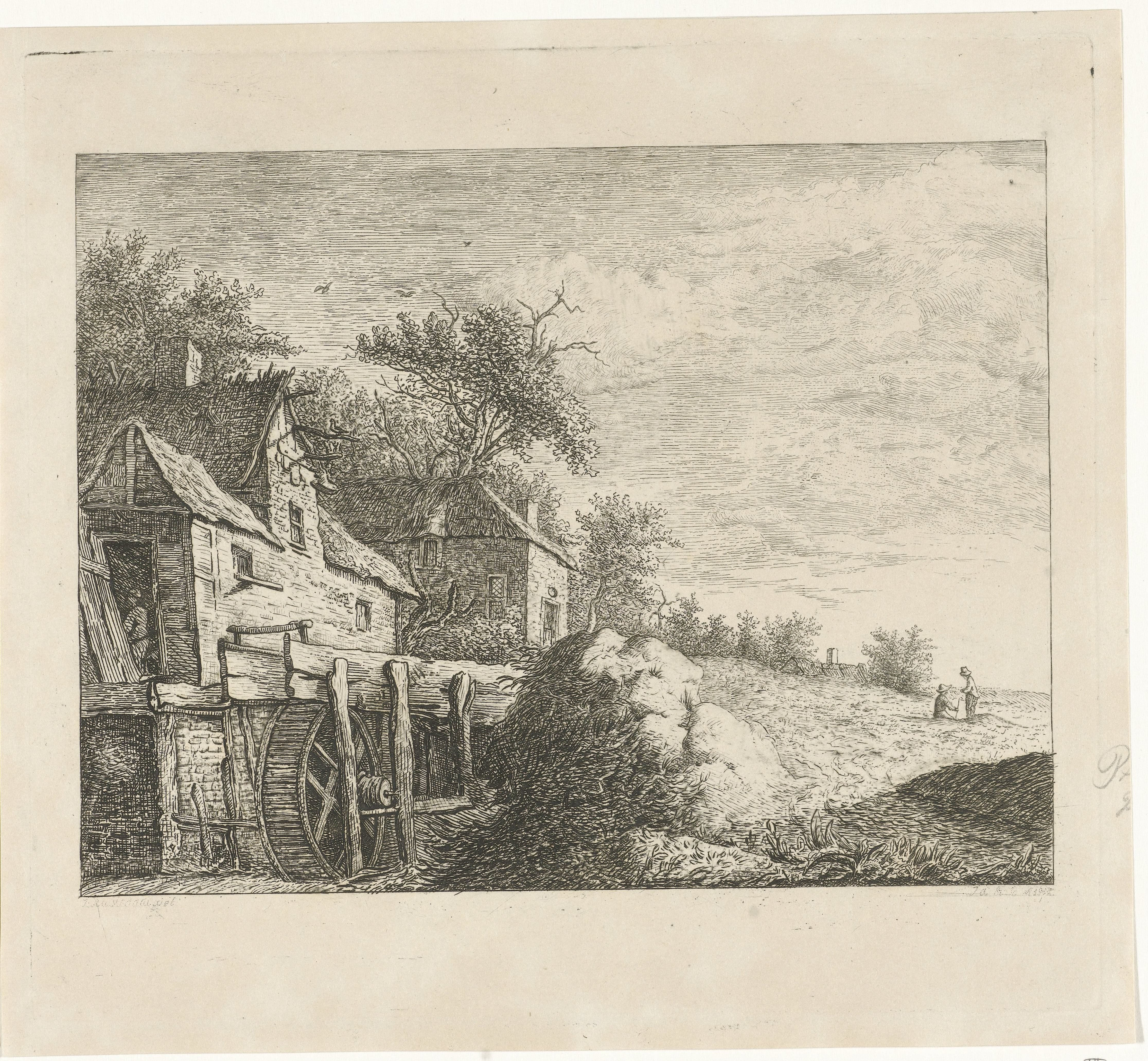 Watermolen in een landschap