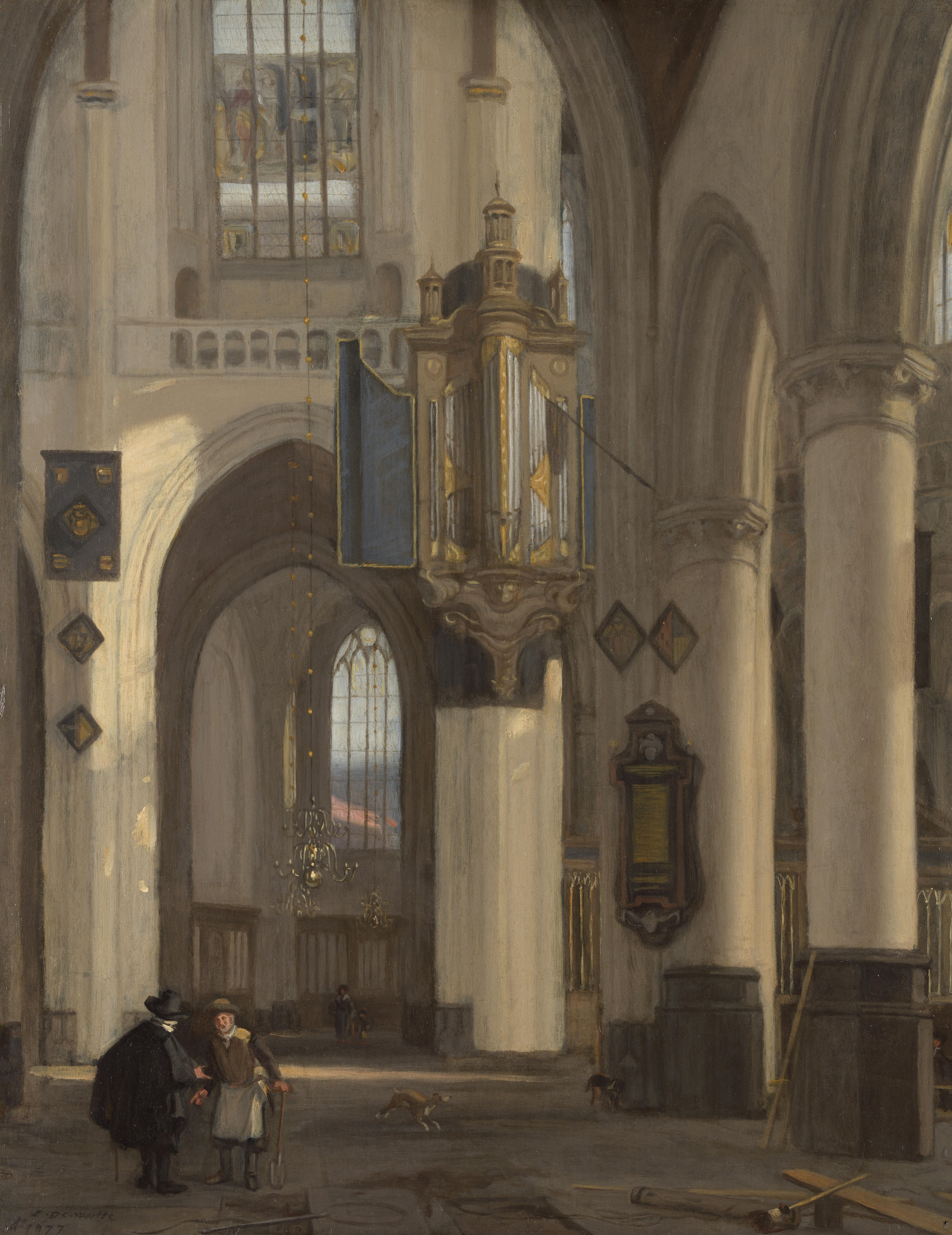 Interior of a Protestant Gothic Church with Motifs from the Oude and Nieuwe Kerk in Amsterdam