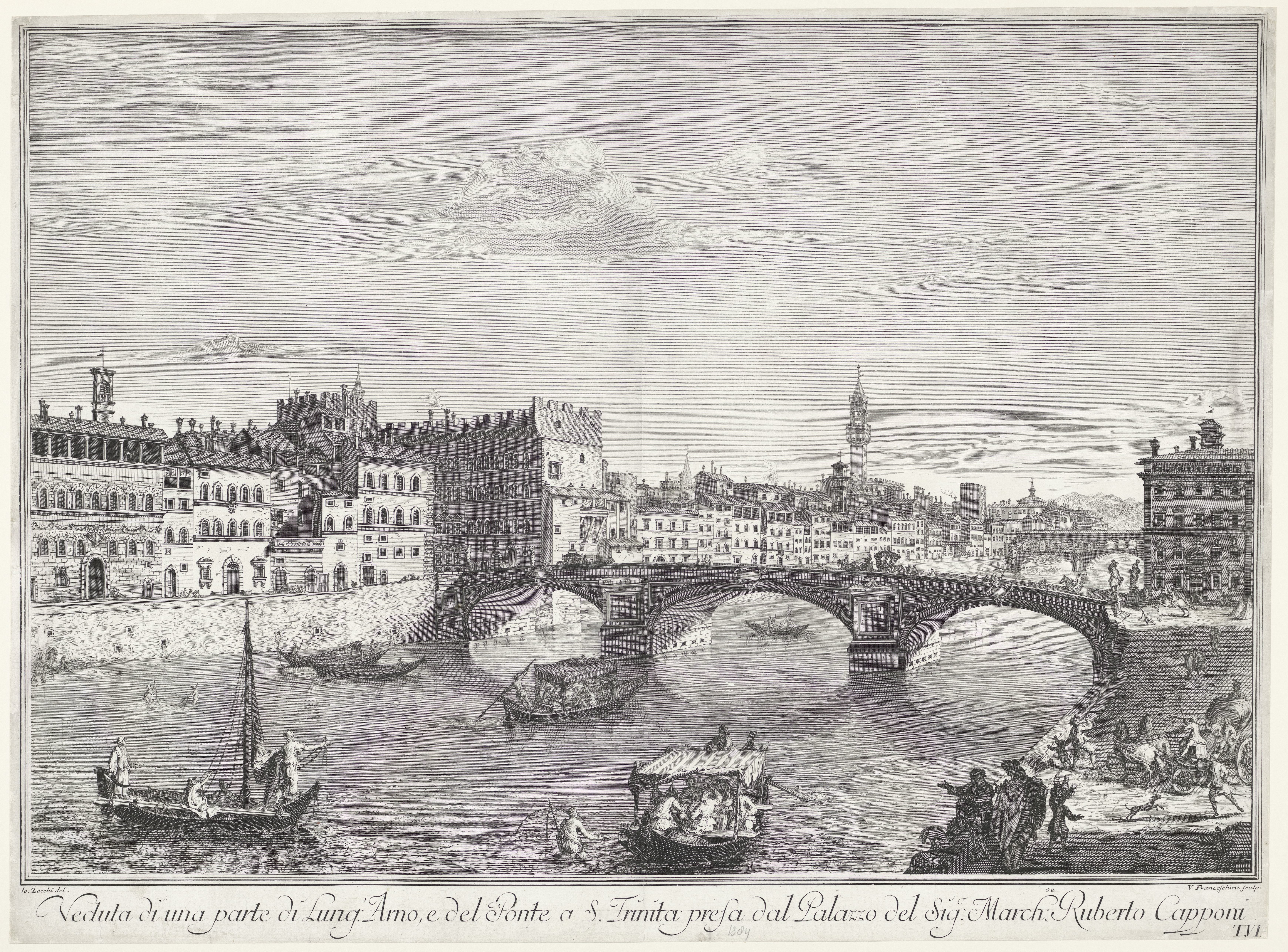 Gezicht op de Arno te Florence