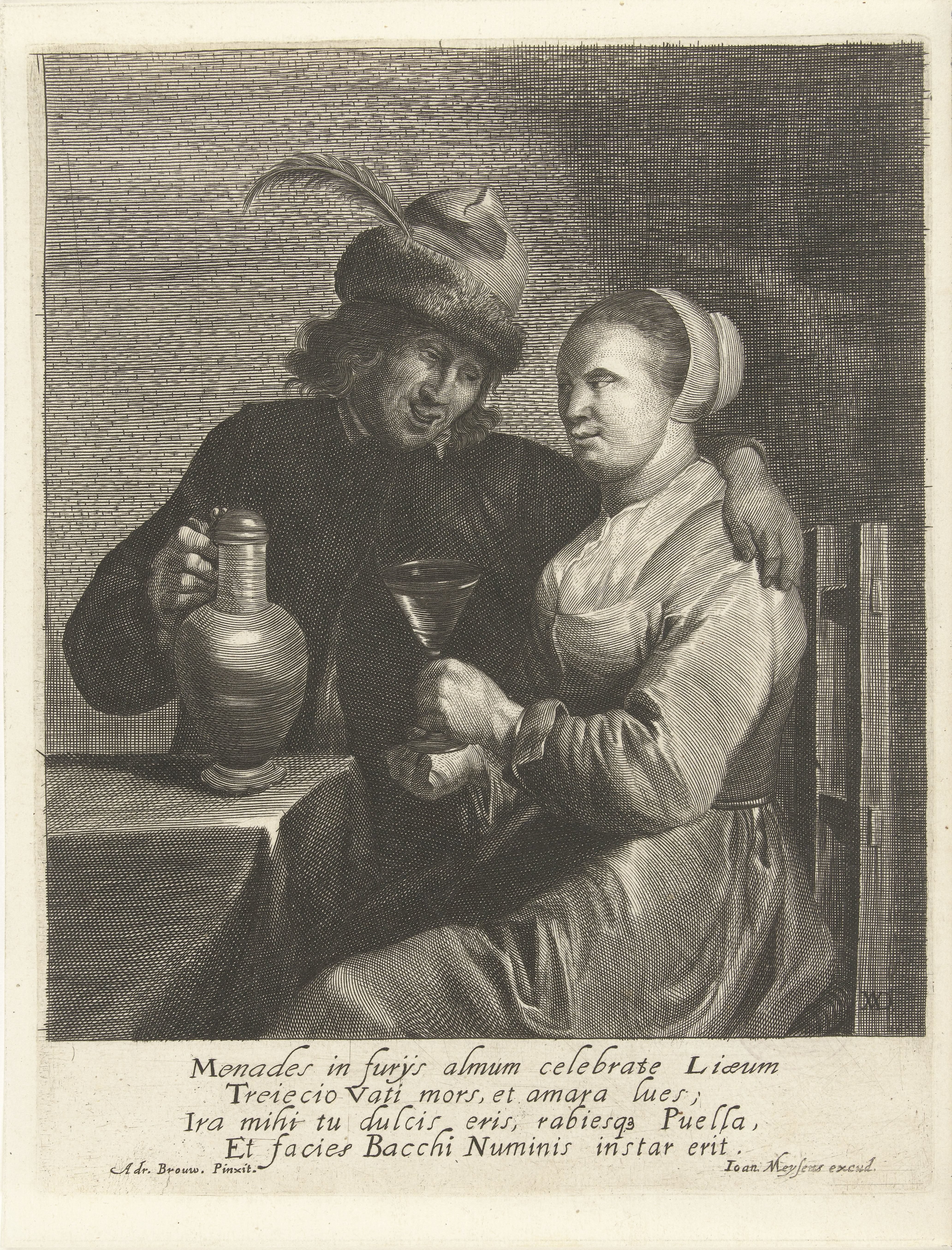 Man met kan en vrouw met glas
