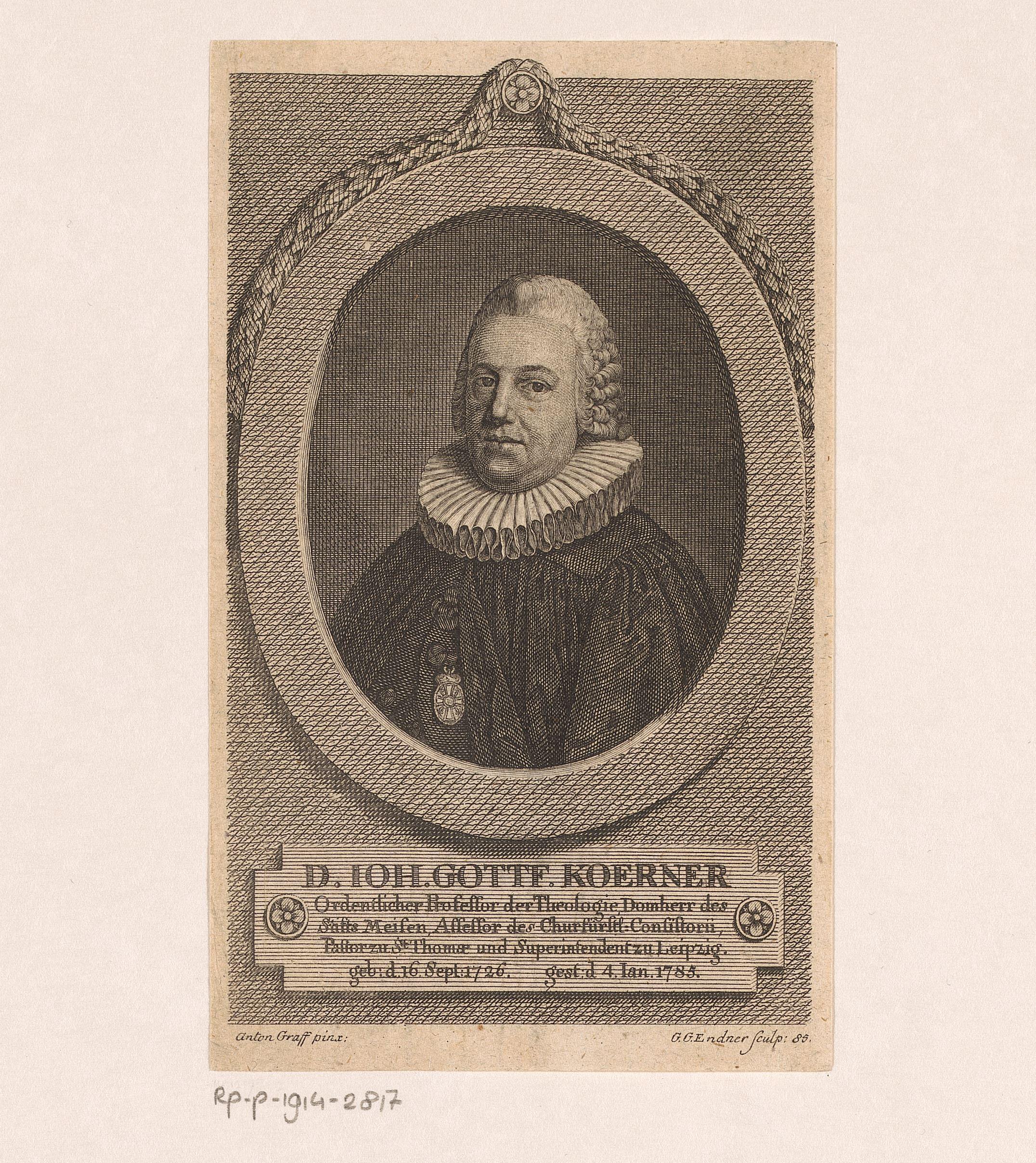 Portret van Johann Gottfried Körner