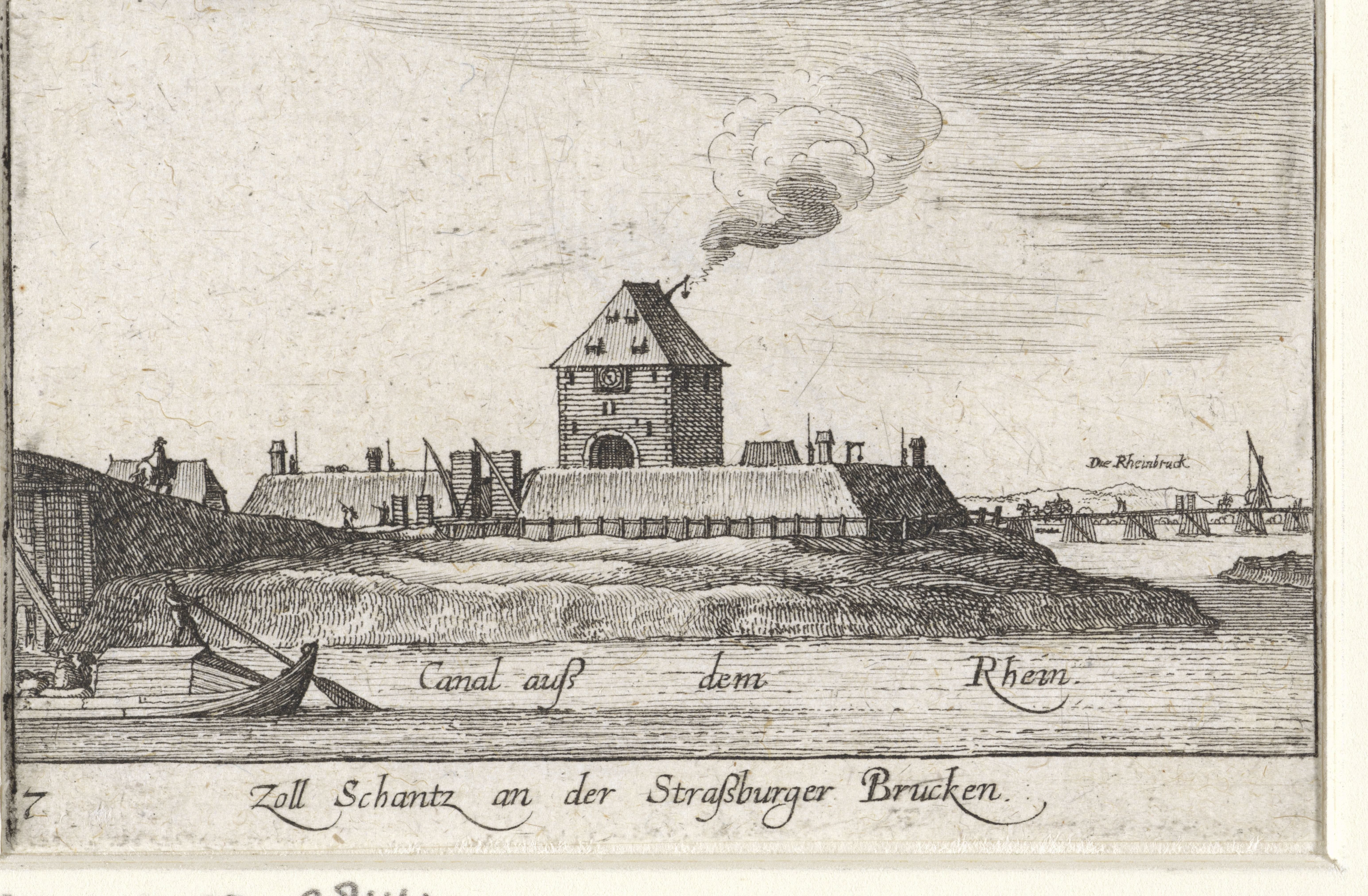 Gezicht op het tolhuis aan de Rijn in Straatsburg