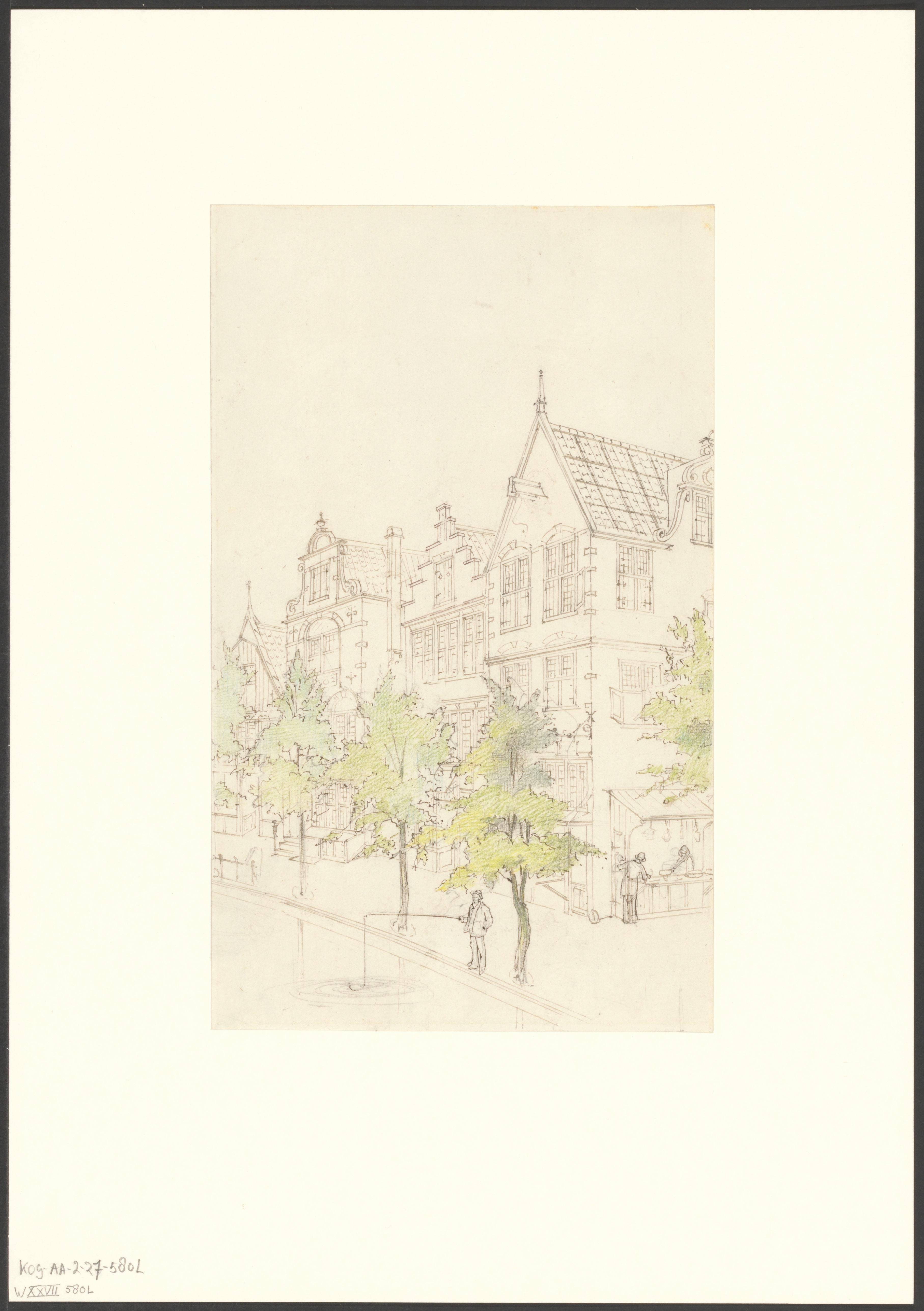 Gezicht op Oud-Holland tijdens de Wereldtentoonstelling voor het Hotel- en Reiswezen in 1895