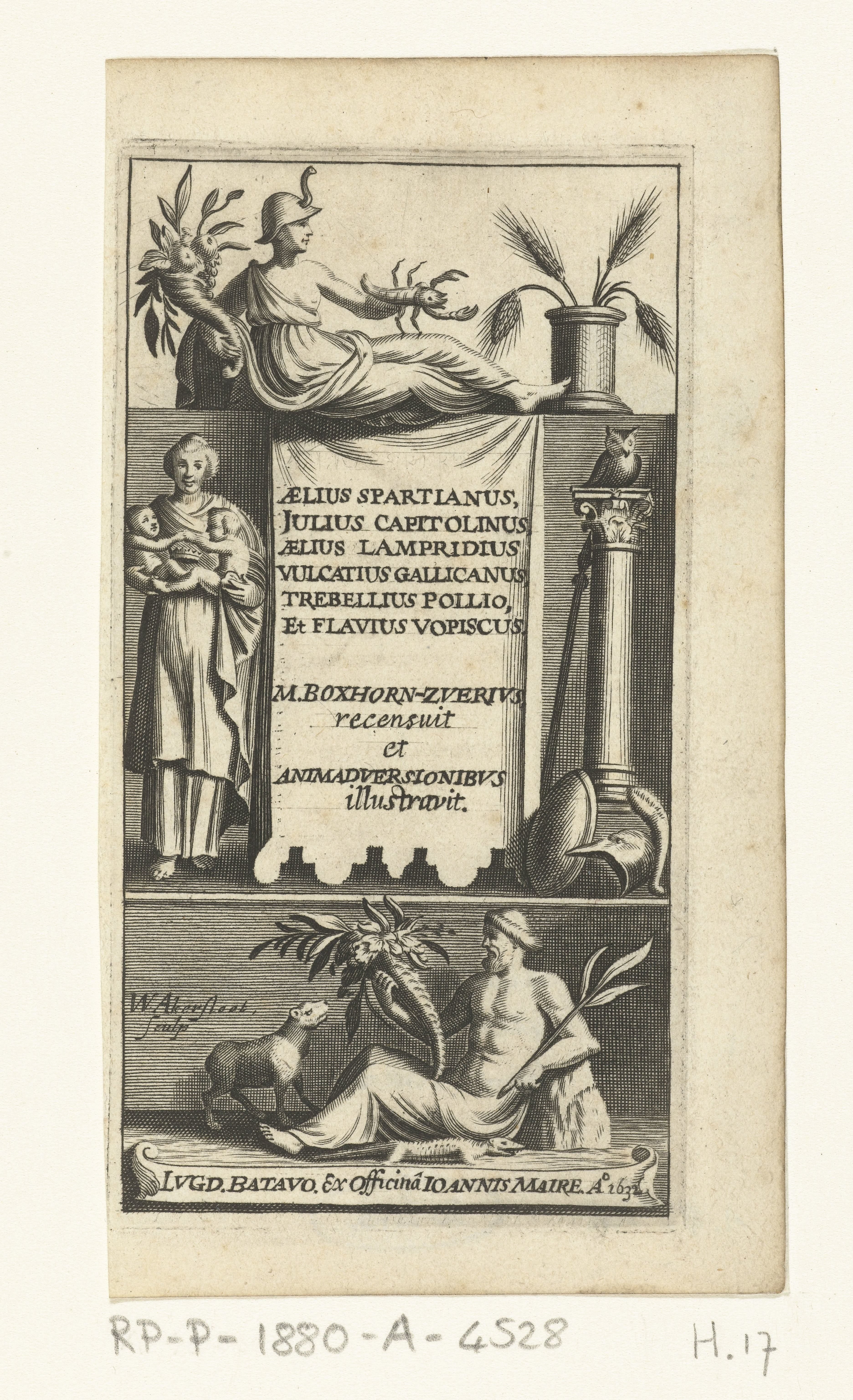 Titelpagina van een verzamelbundel van klassieke auteurs onder editie van M. Zuerius van Boxhorn