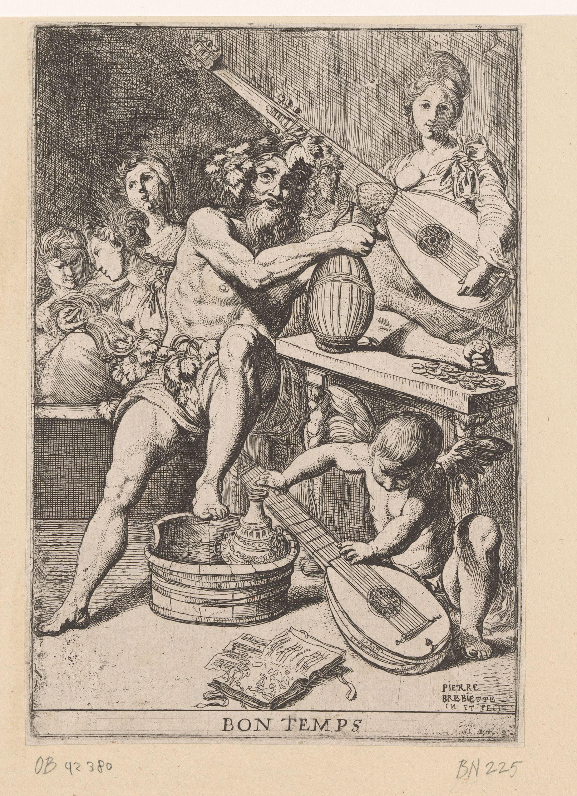 Bacchus en Amor bij een musicerende vrouw