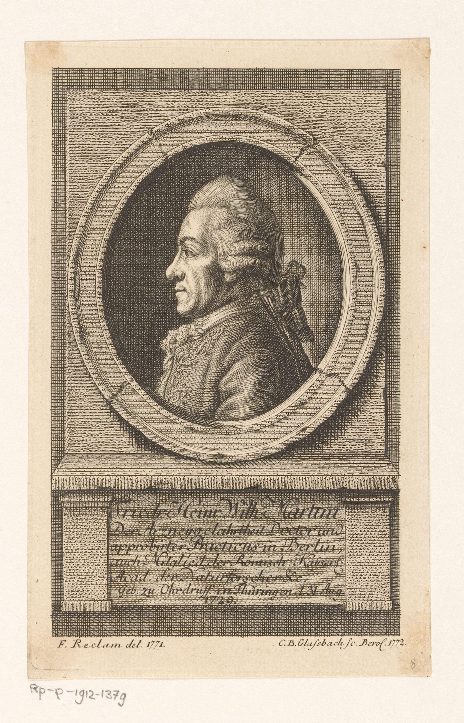 Portret van Friedrich Heinrich Wilhelm Martini