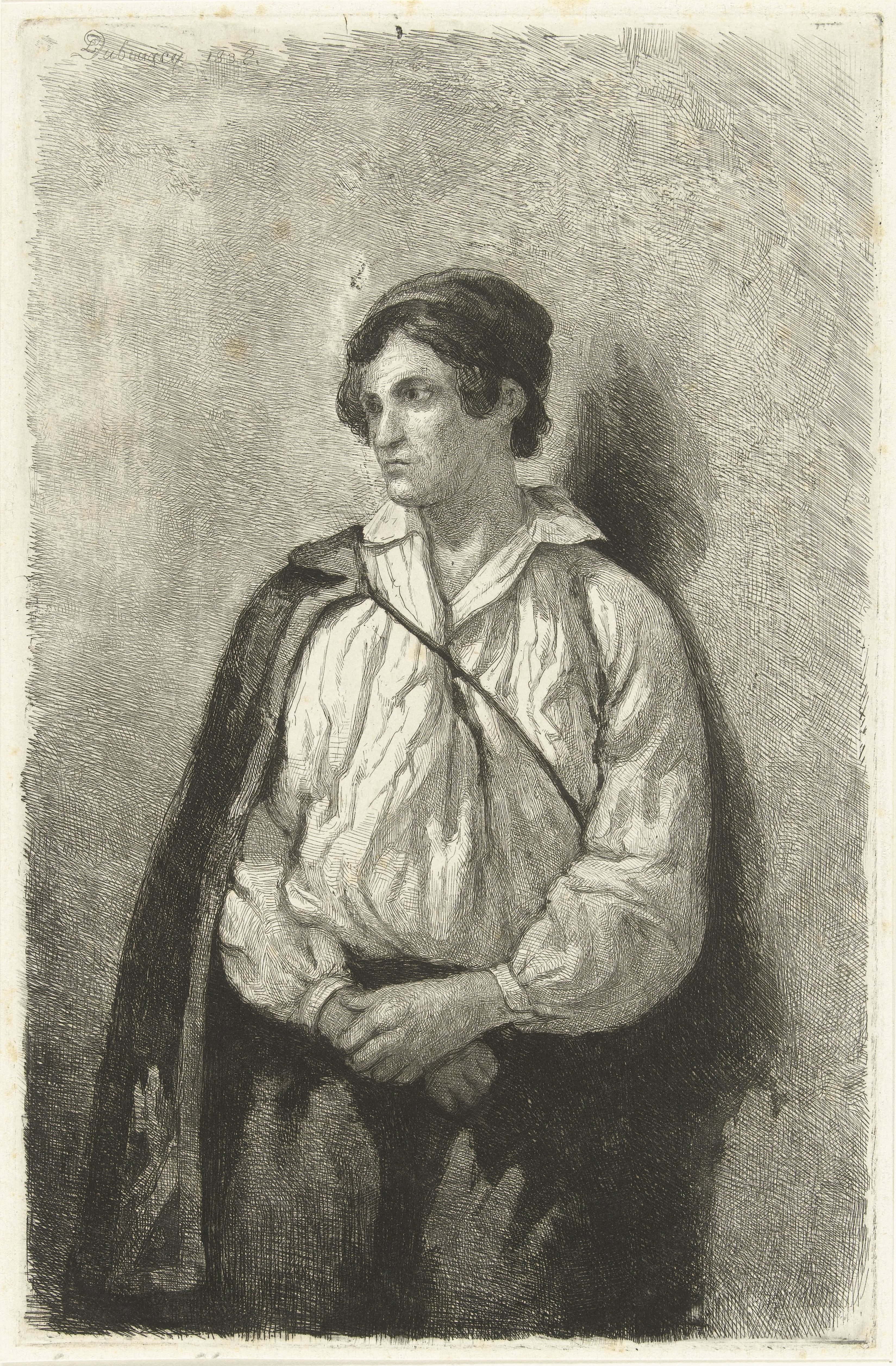 Portret van een onbekende jonge man met muts en cape