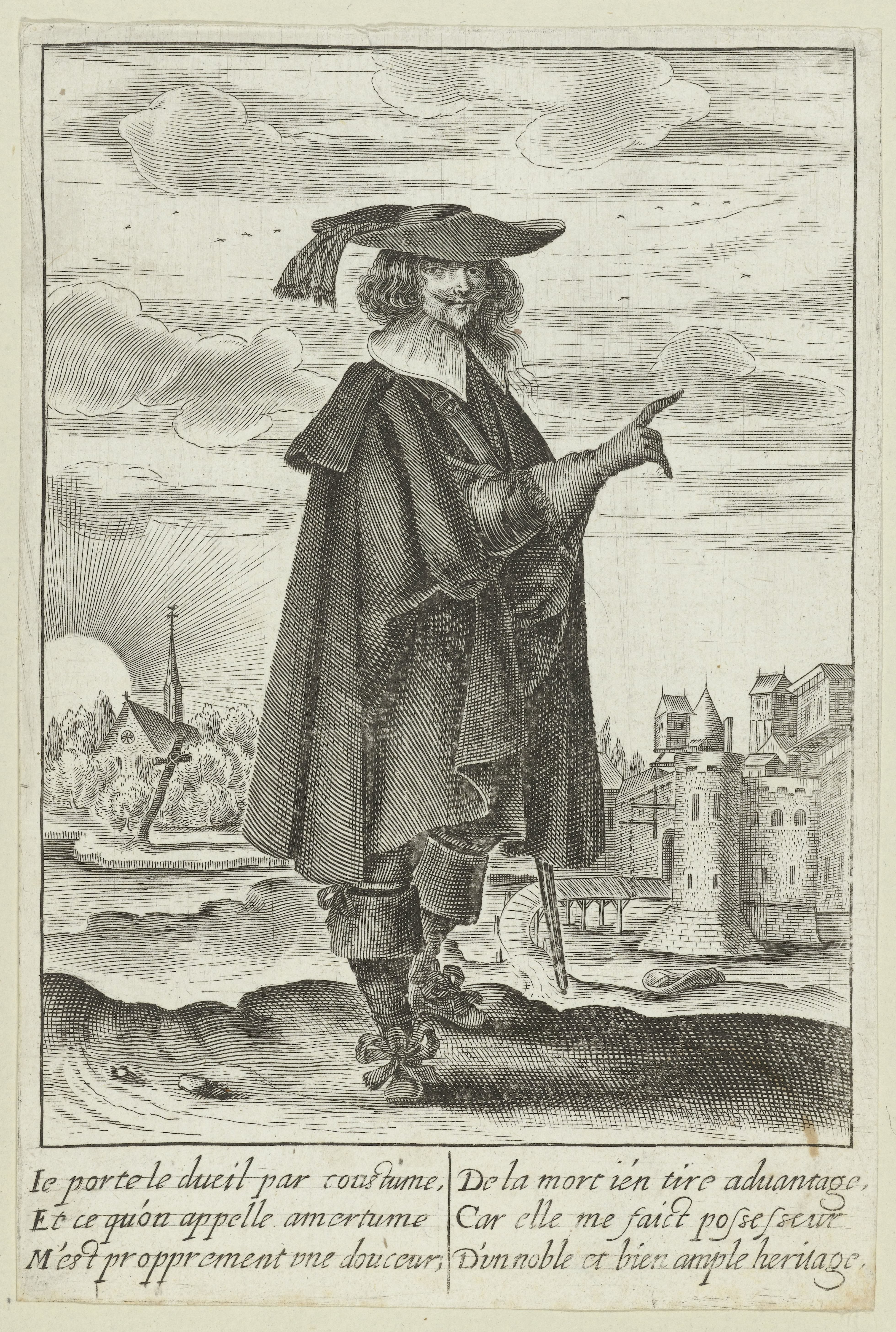 Franse edelman in rouwkleding