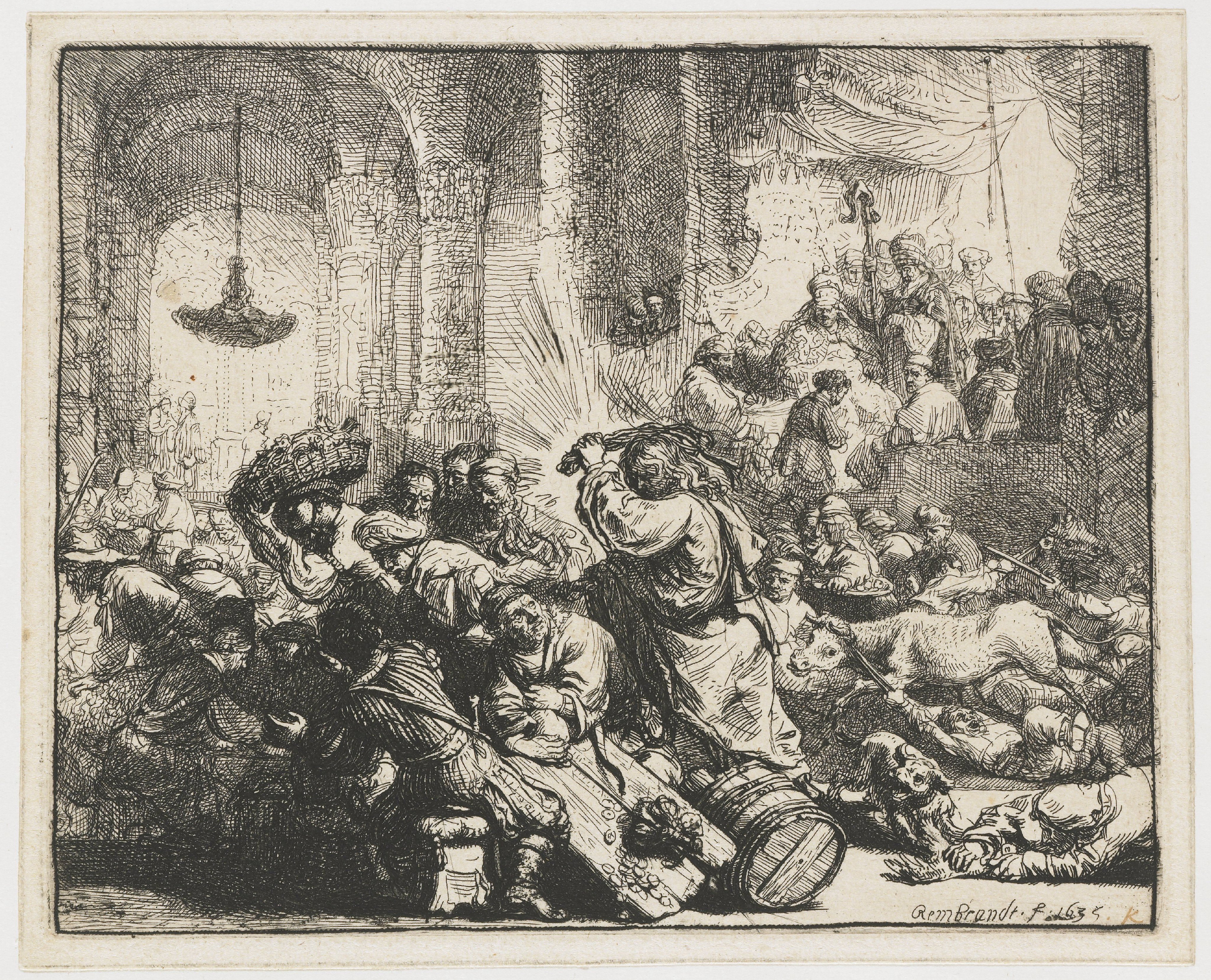 Christ driving the money changers from the temple
