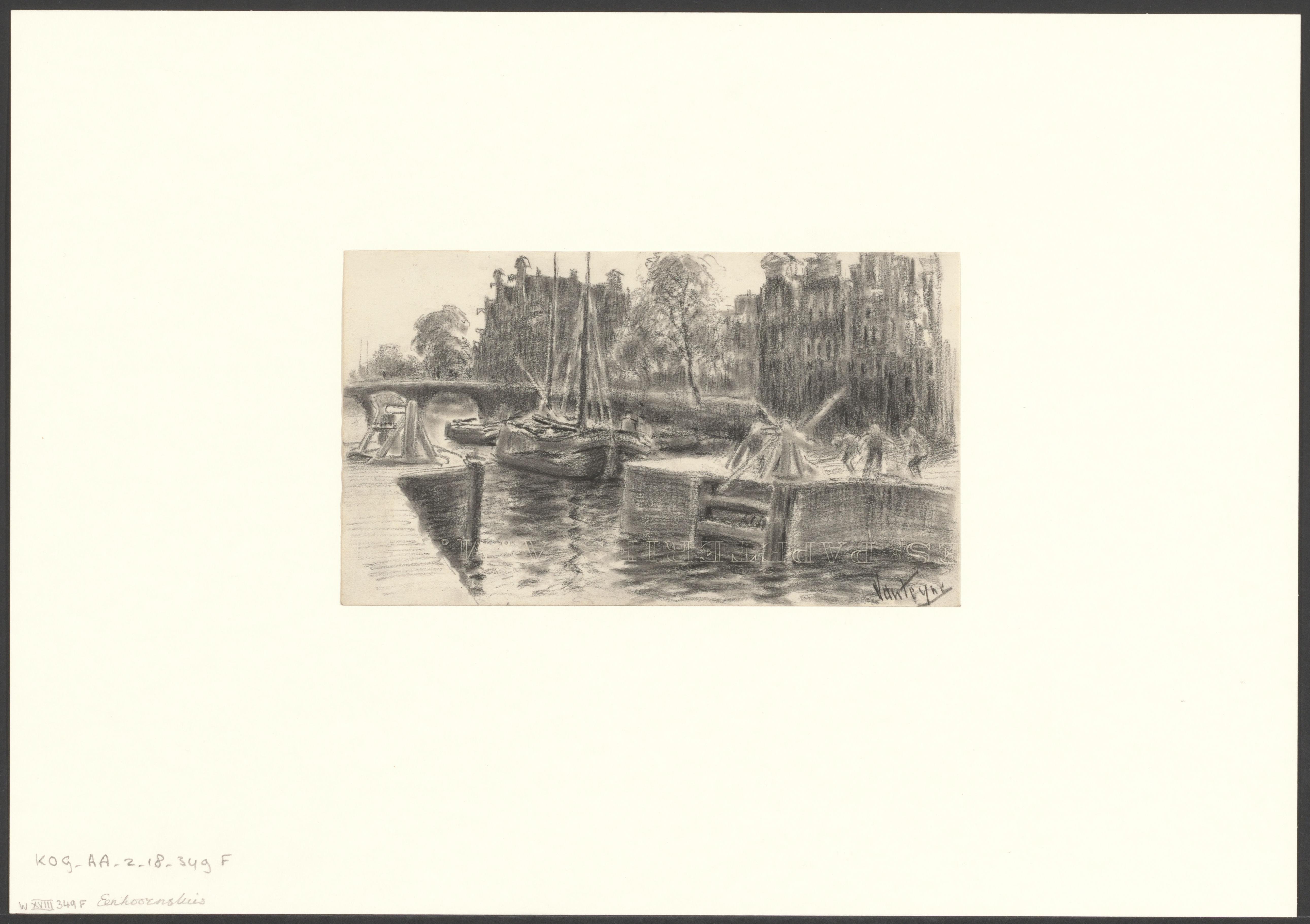 Gezicht op de Korte Prinsengracht en de Eenhoornsluis