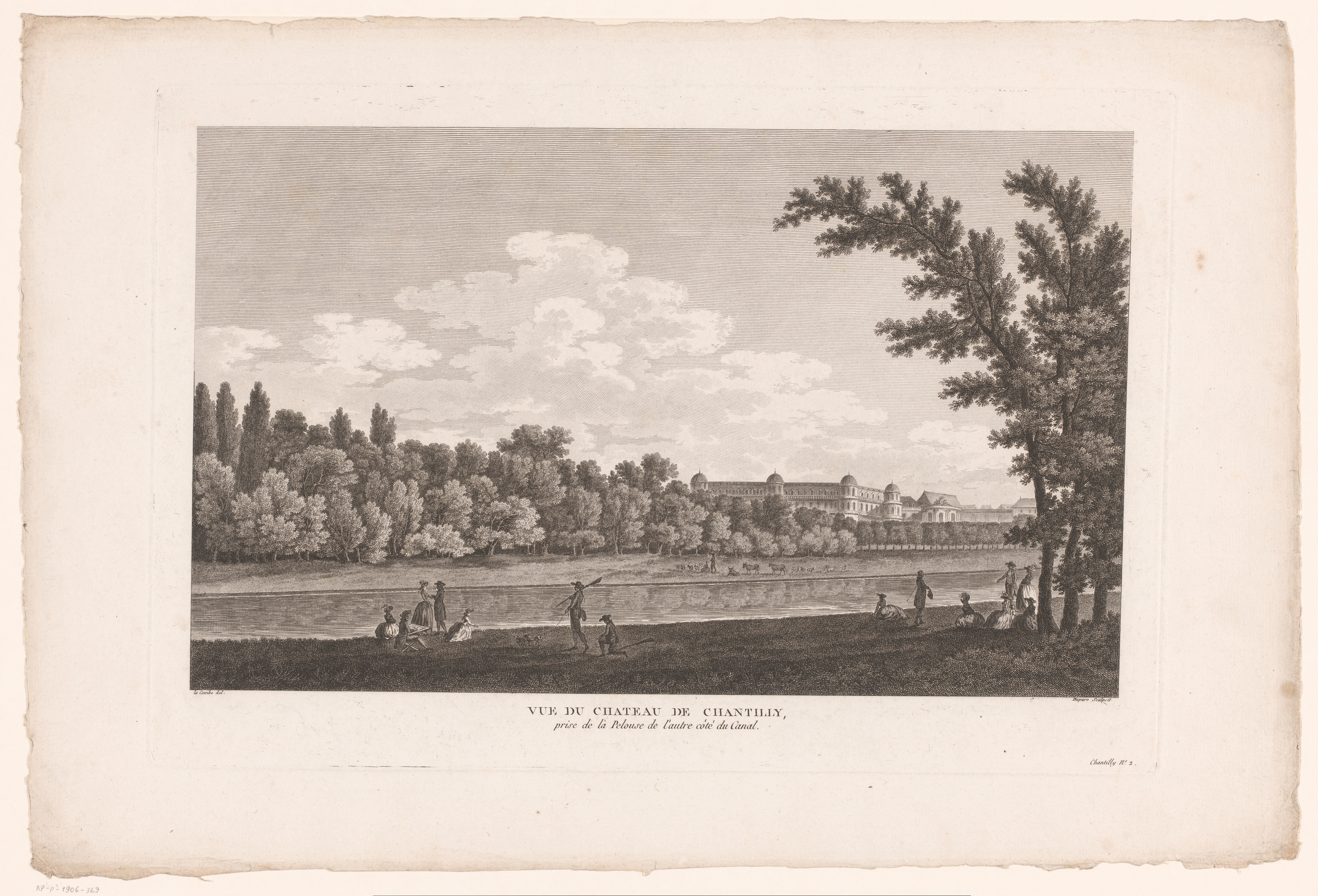 Zicht op kasteel van Chantilly aan het kanaal