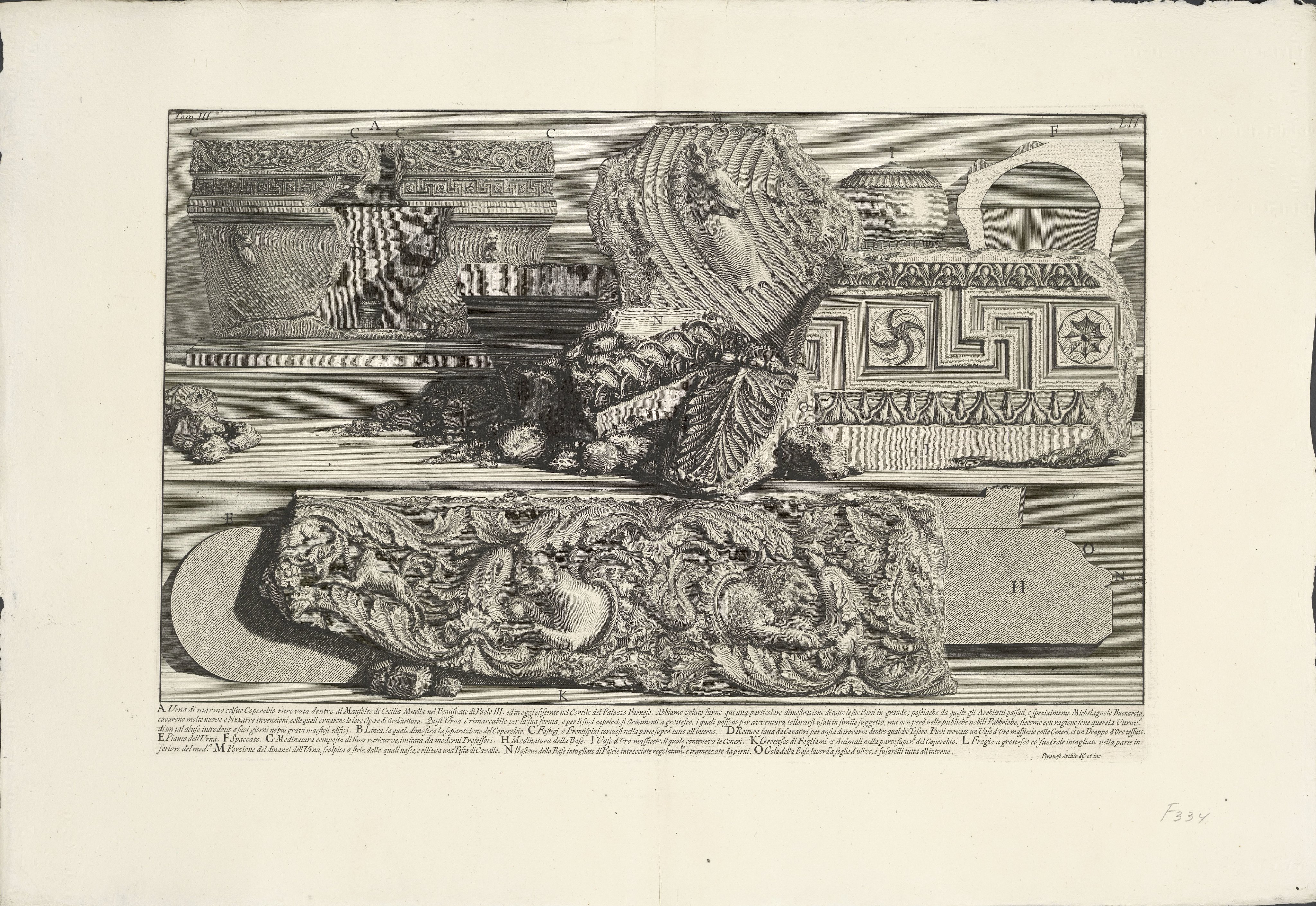 Fragmenten uit de Tombe van Caecilia Metella te Rome
