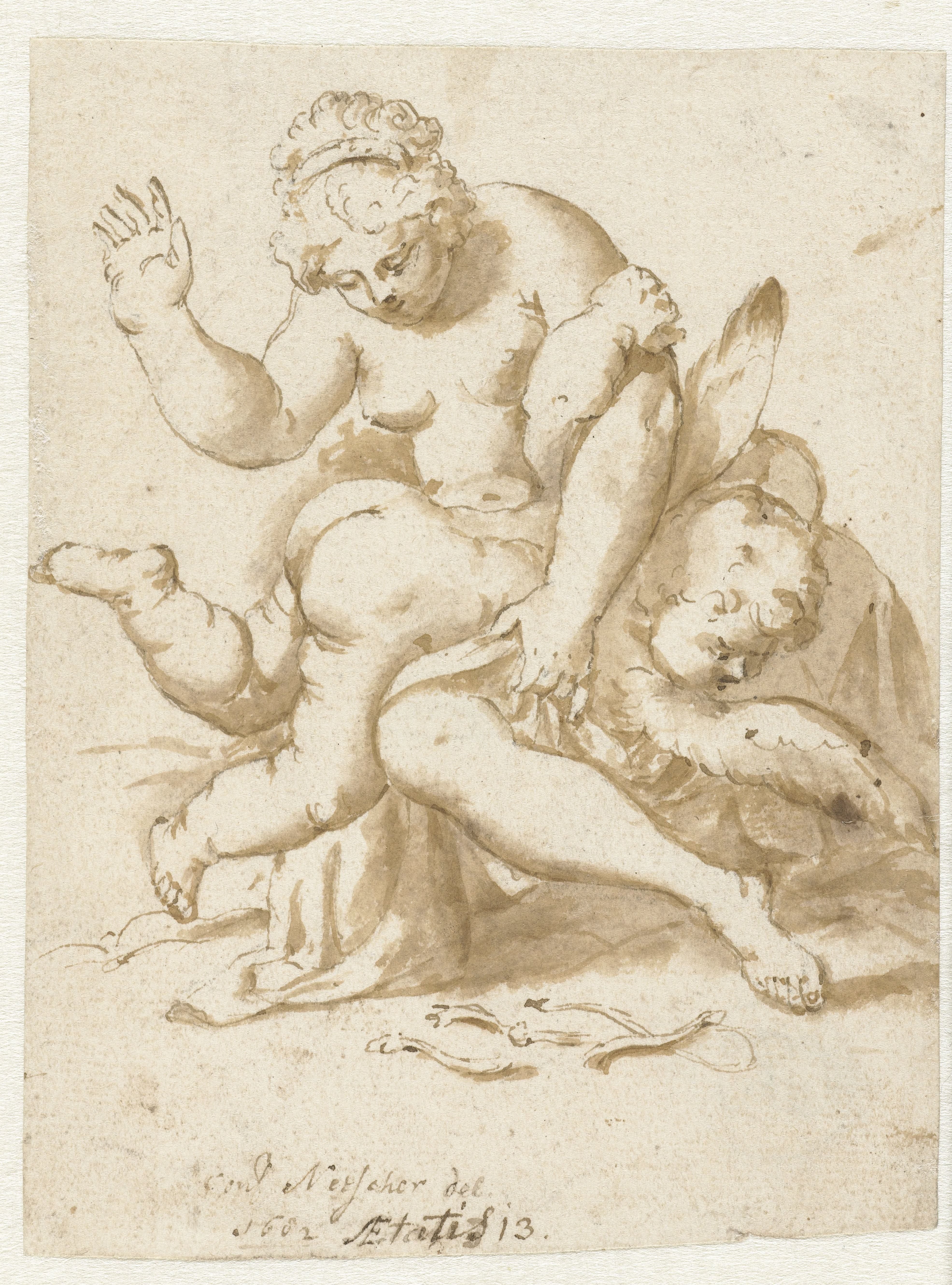 Venus spanking Cupid