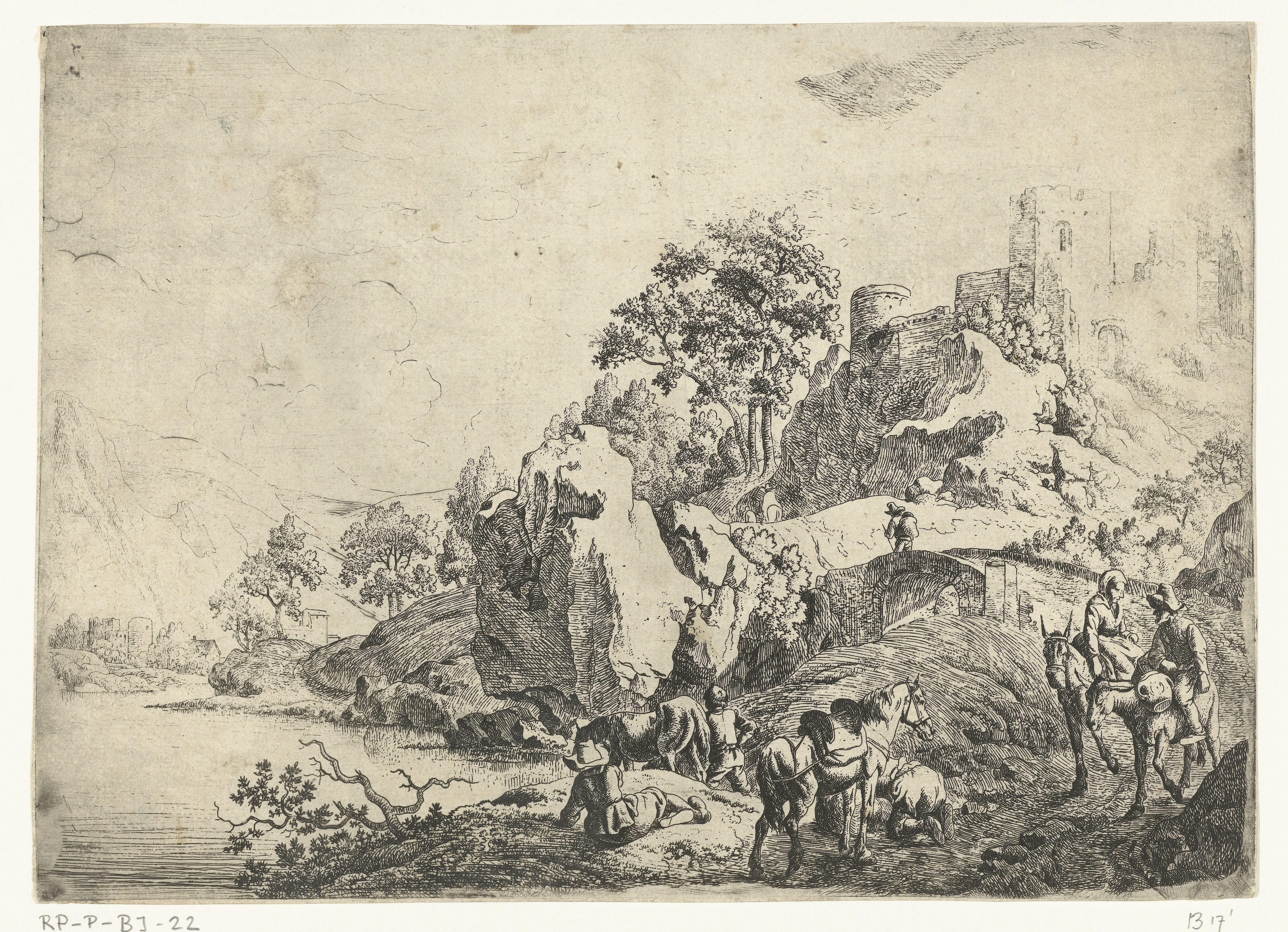 Landschap met reizigers