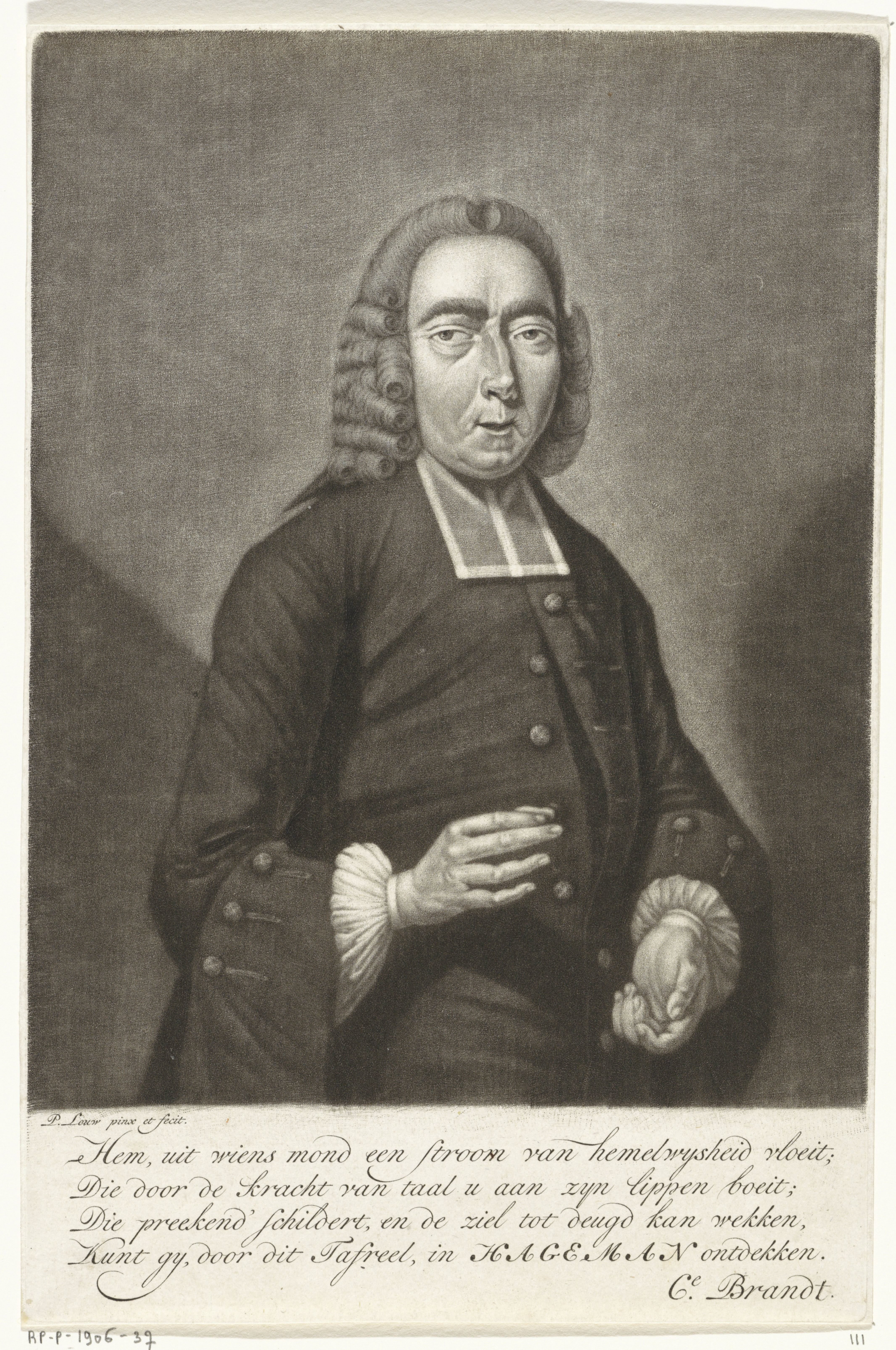 Portret van de predikant Henricus Hageman