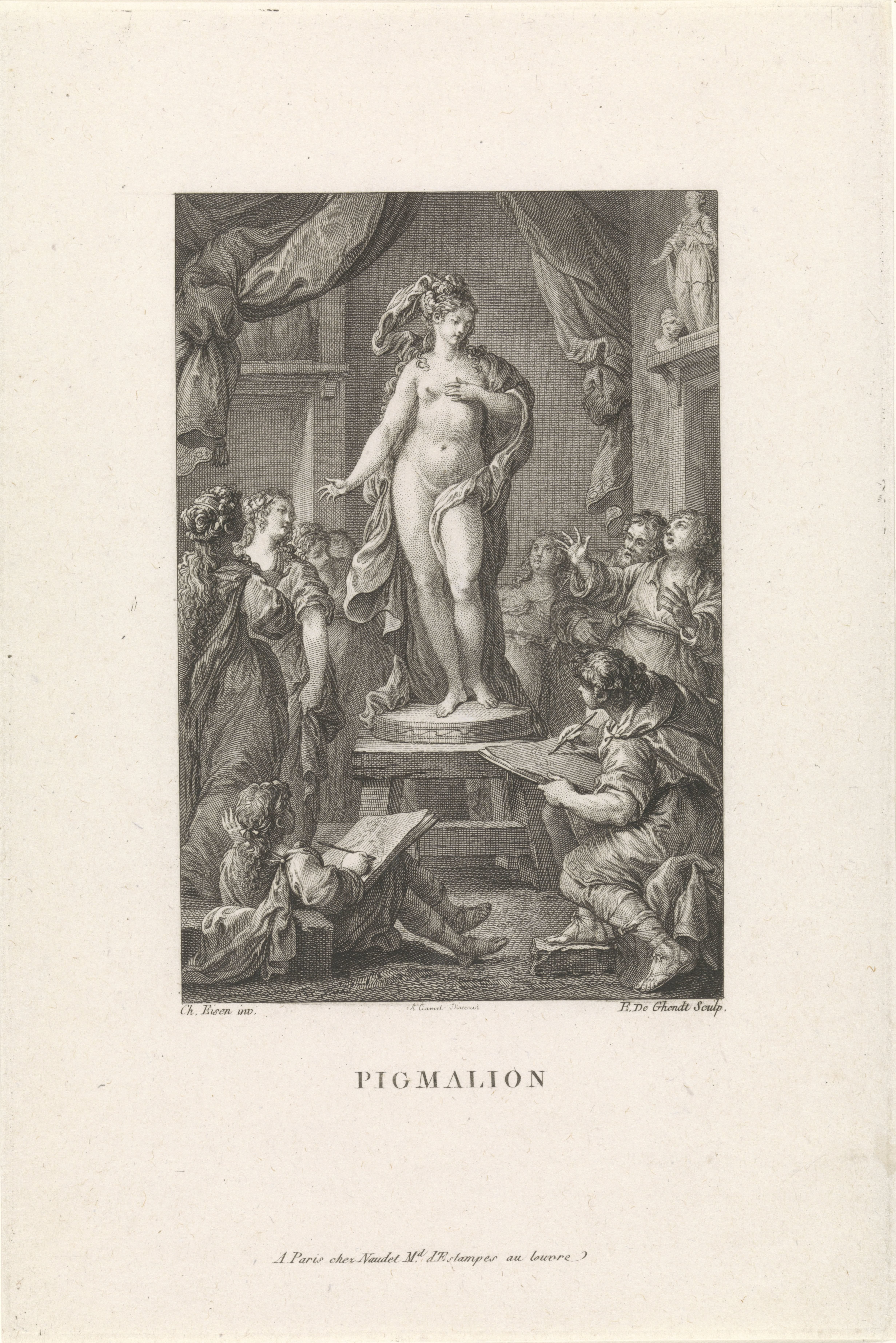 Pygmalion toont het standbeeld aan zijn vrienden