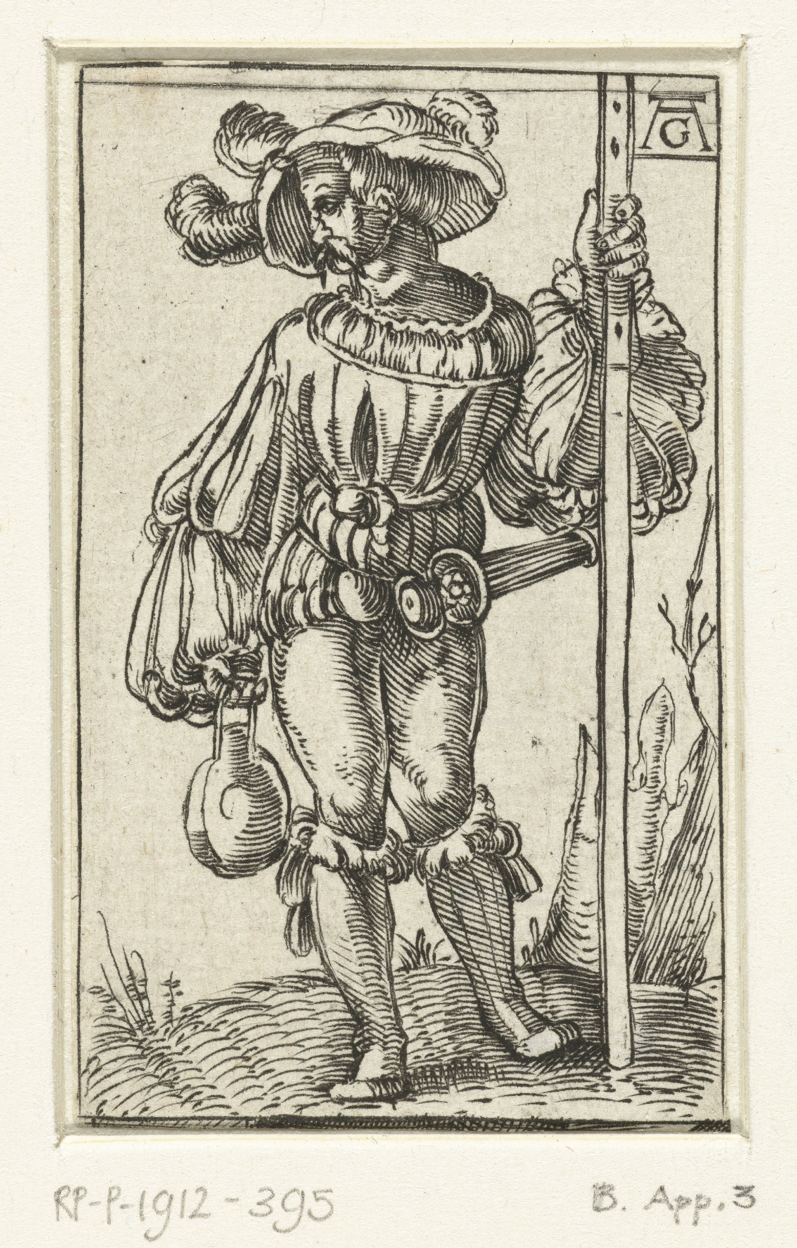 Staande landsknecht met fles