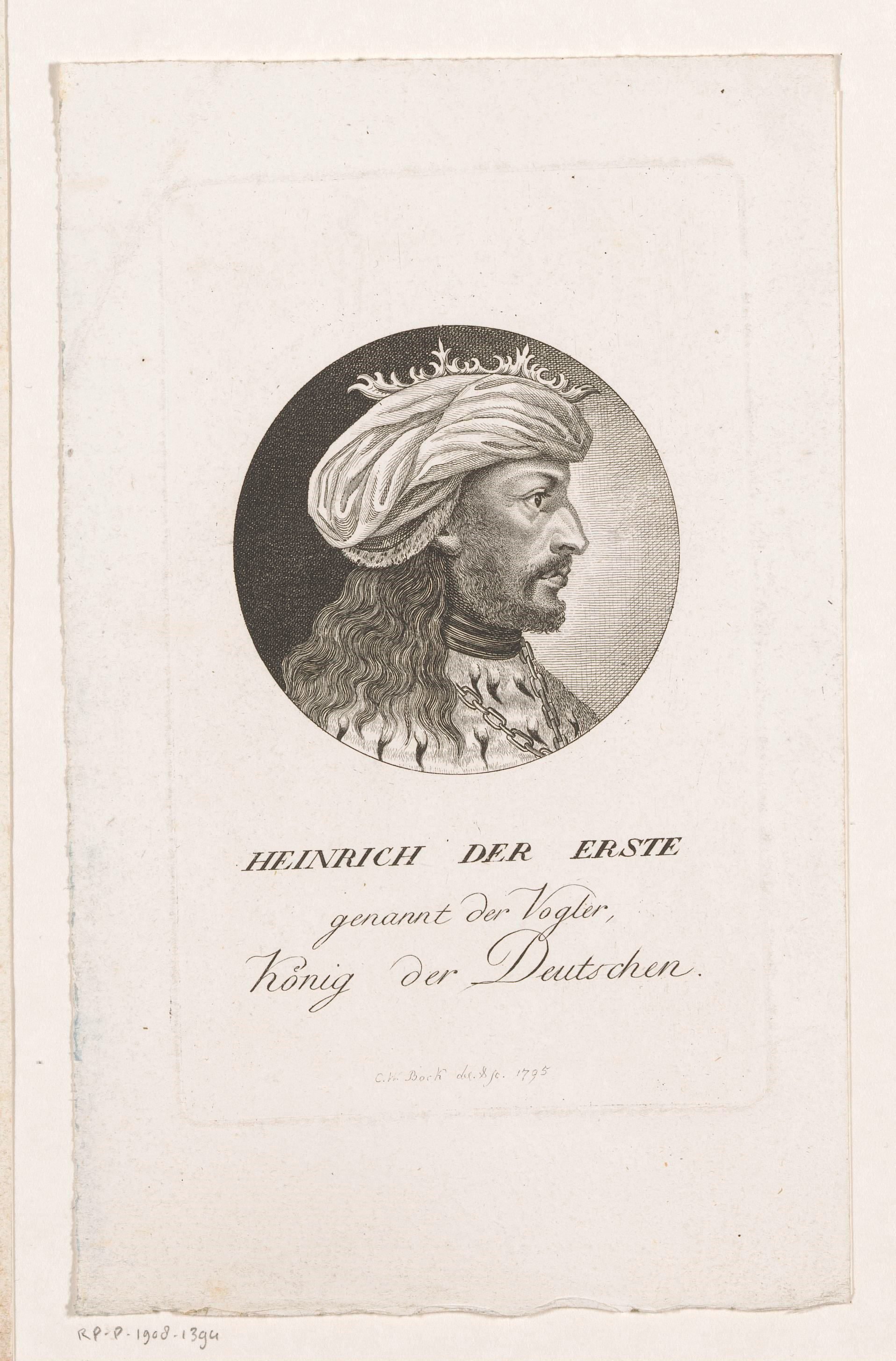Portret van Hendrik I de Vogelaar, Duits koning