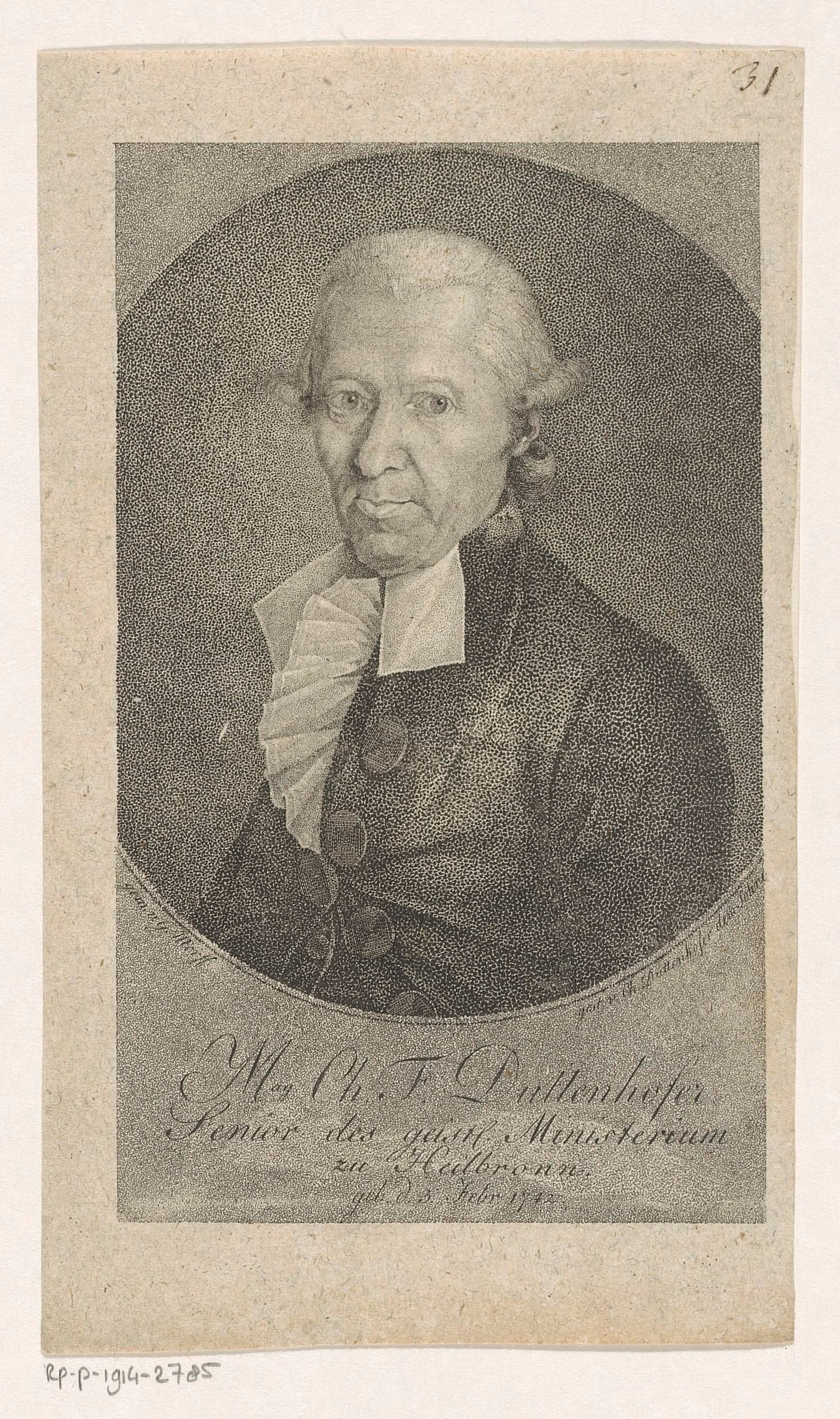 Portret van Christian Friedrich Duttenhofer