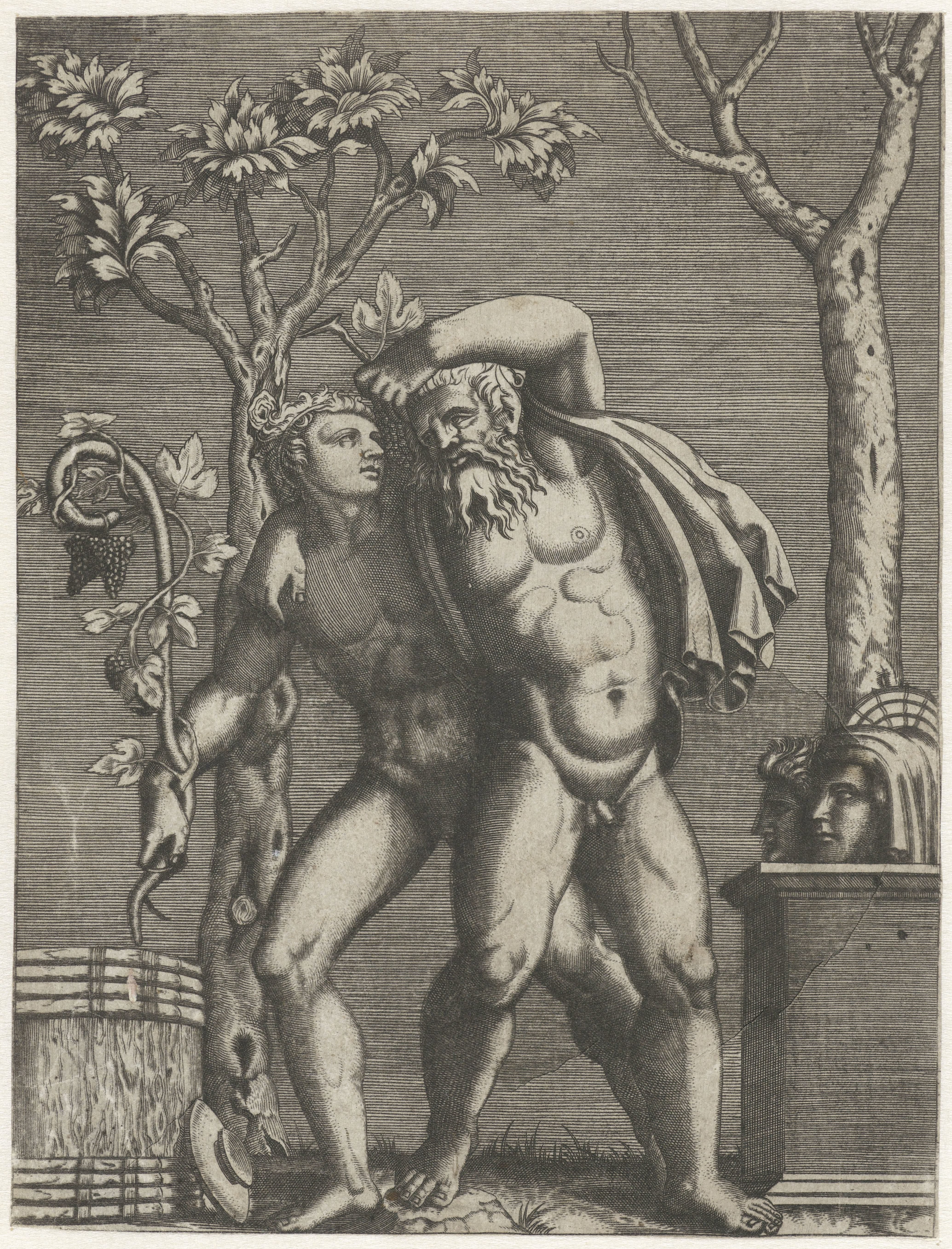 Silenus ondersteund door een jonge bacchant