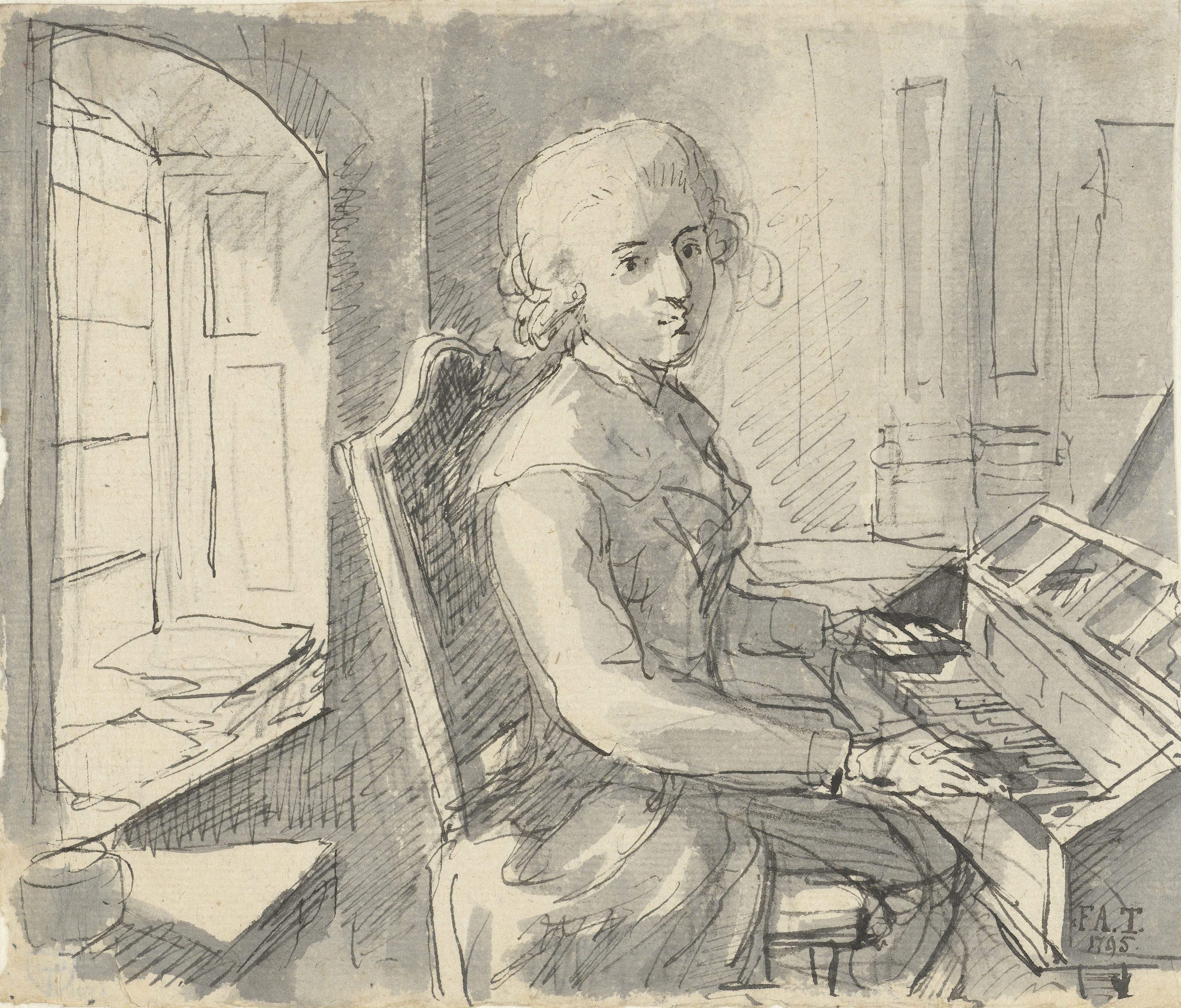 Een pianist aan het klavier zittend