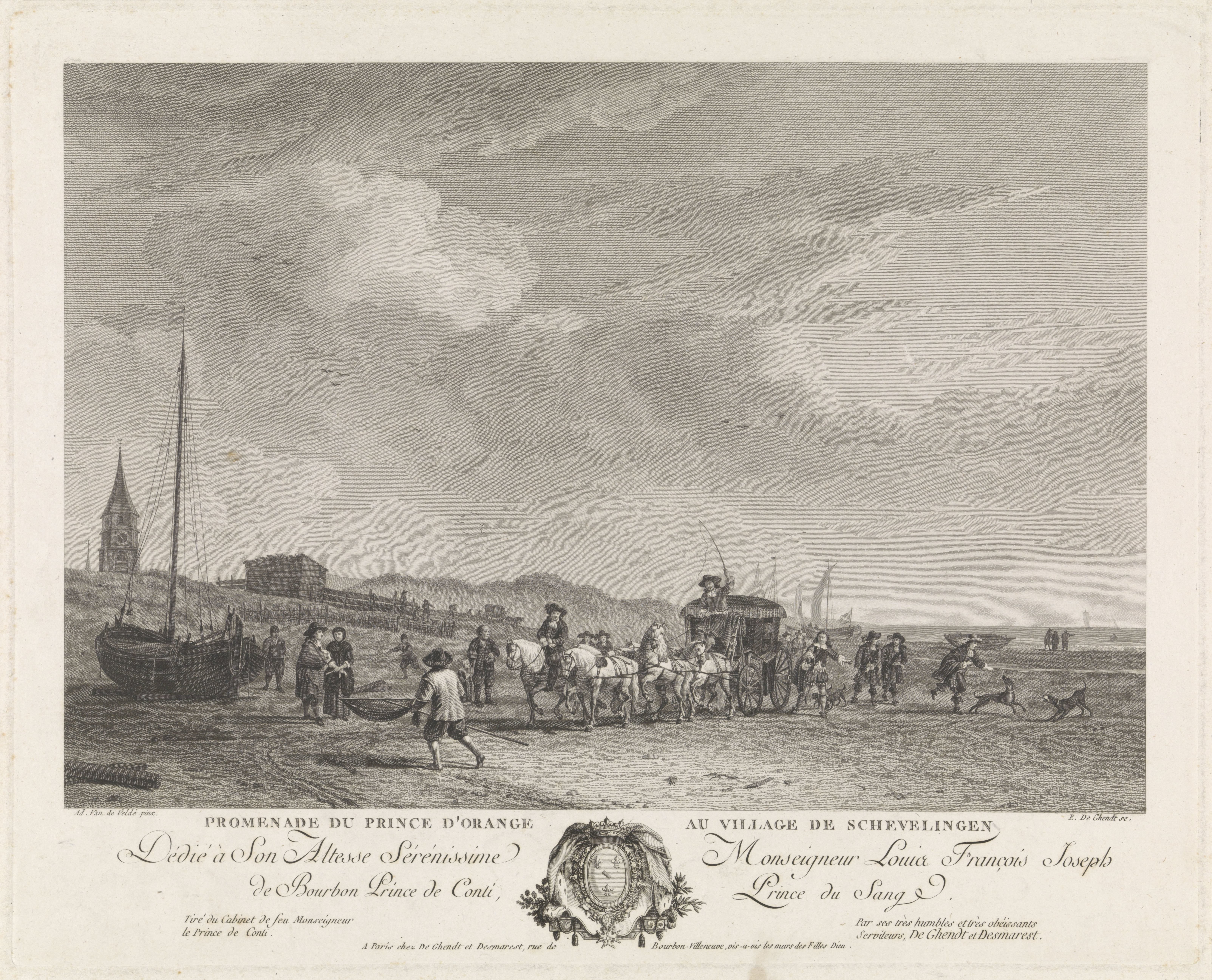 Prins Willem van Oranje op het strand van Scheveningen