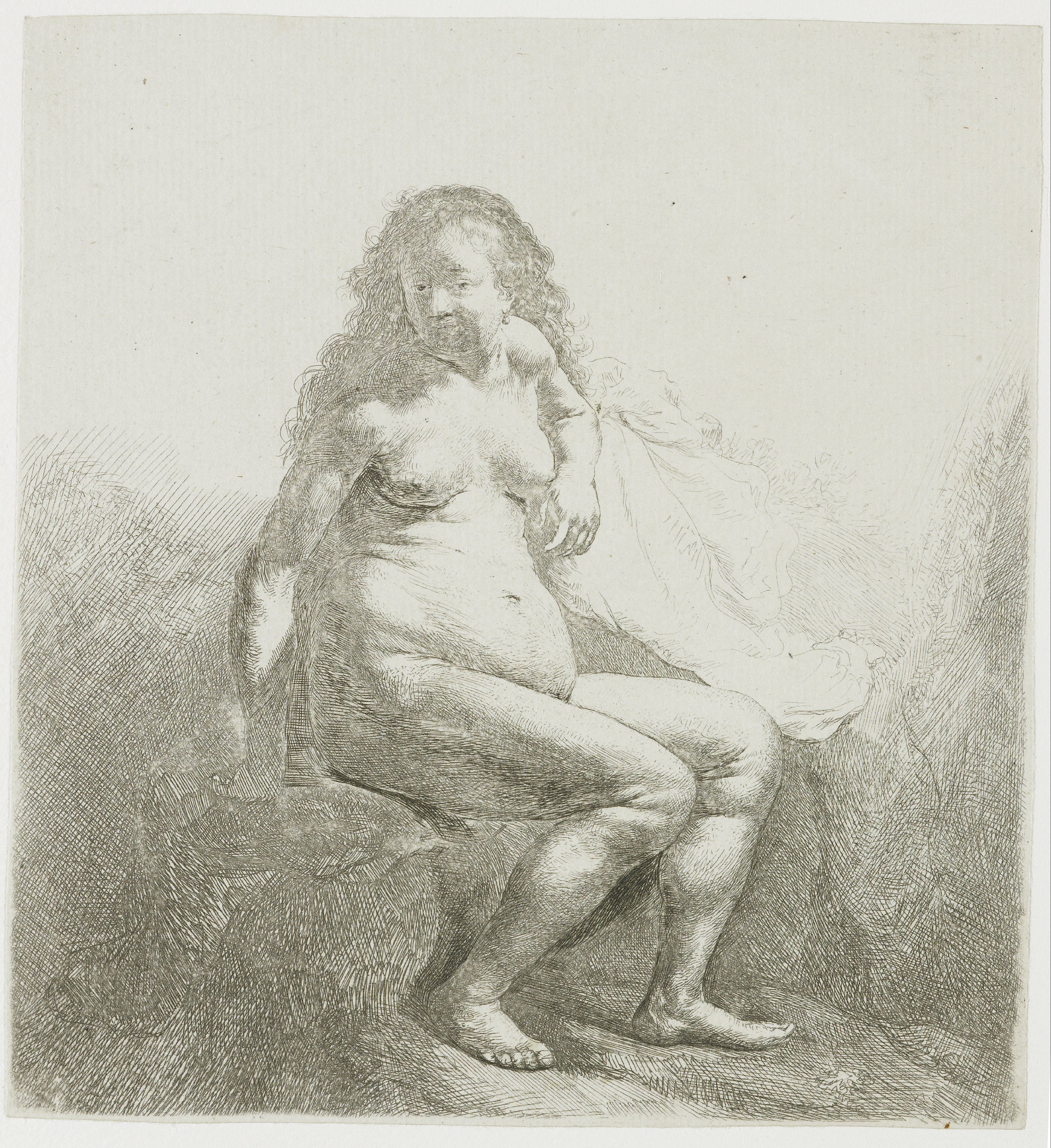 Naked woman on a mound